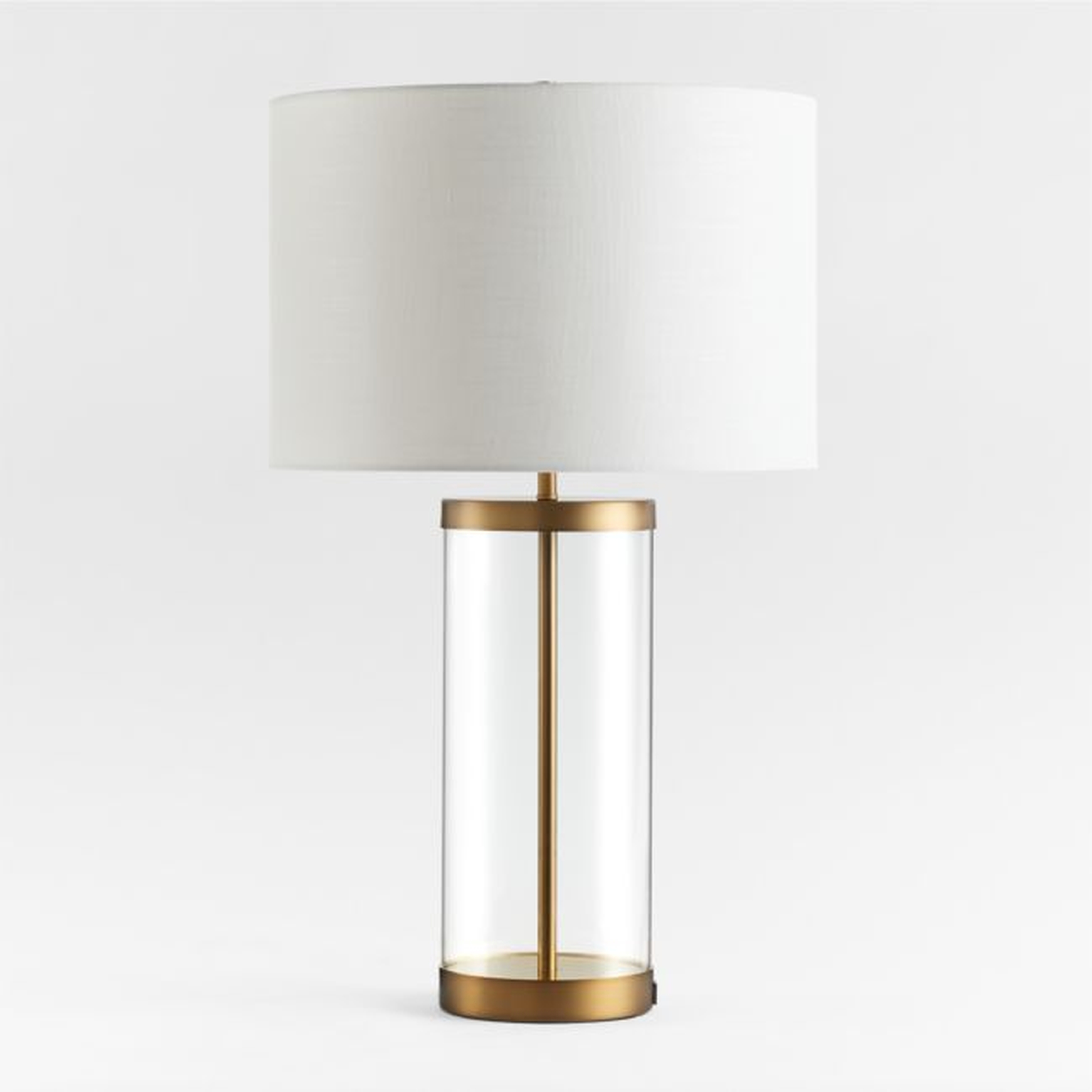 Promenade Brass and Glass Table Lamp with USB Port - Crate and Barrel
