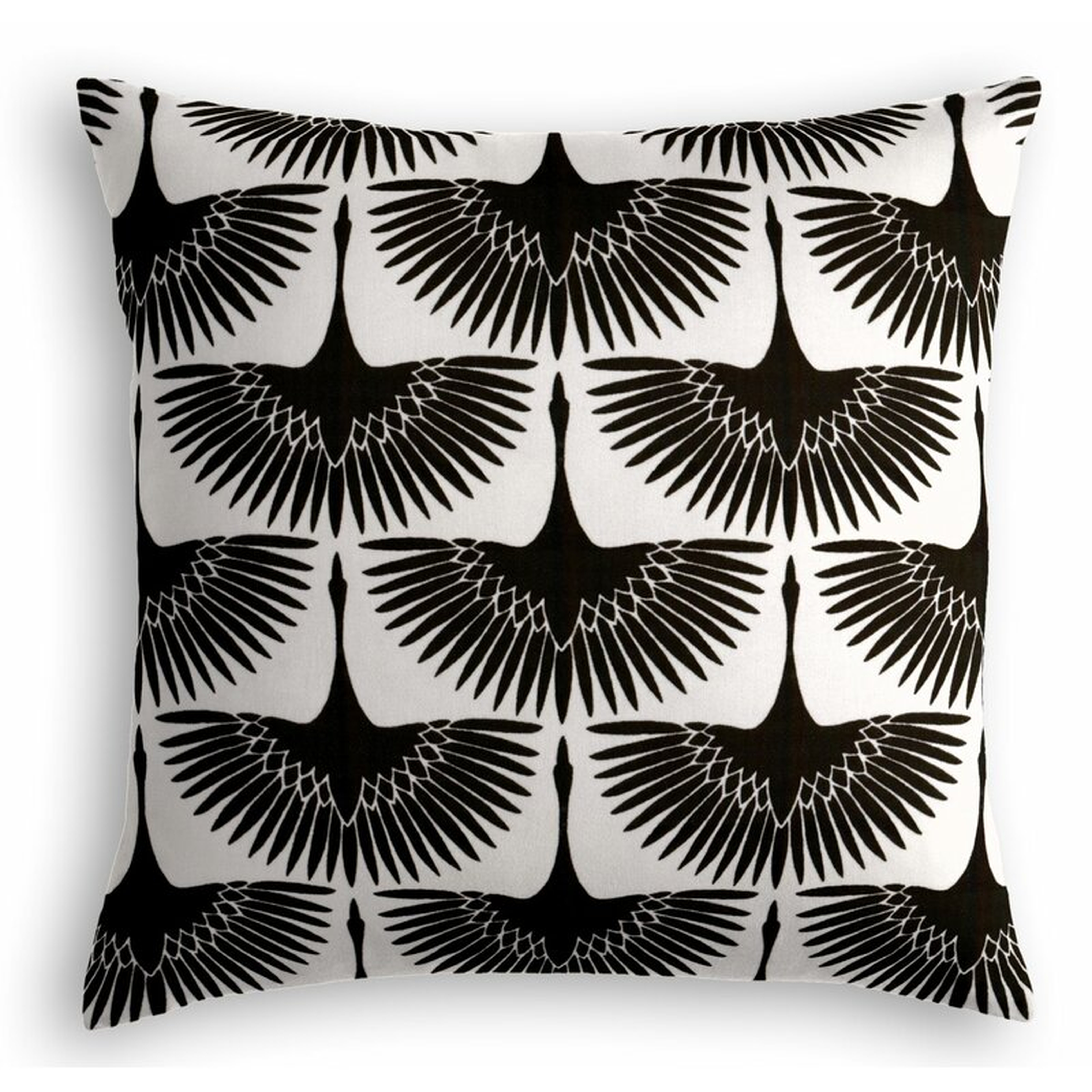 Loom Decor Flocked Bird Cotton Down Animal Print Throw Pillow Size: 16" x 16", Color: Black - Perigold