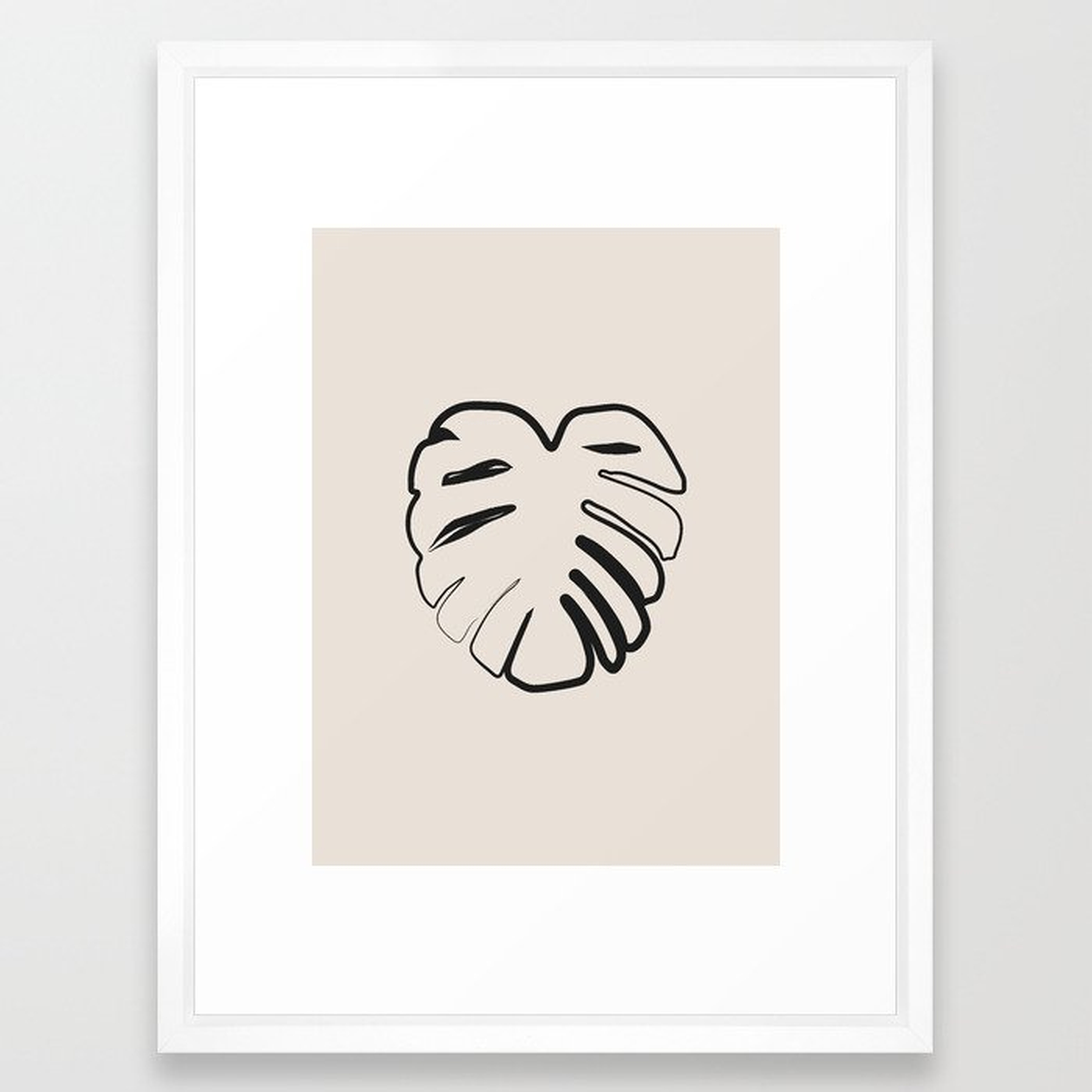 Neutral Beach Collection - Monstera Line Print Framed Art Print by Grace - Vector White - MEDIUM (Gallery)-20x26 - Society6
