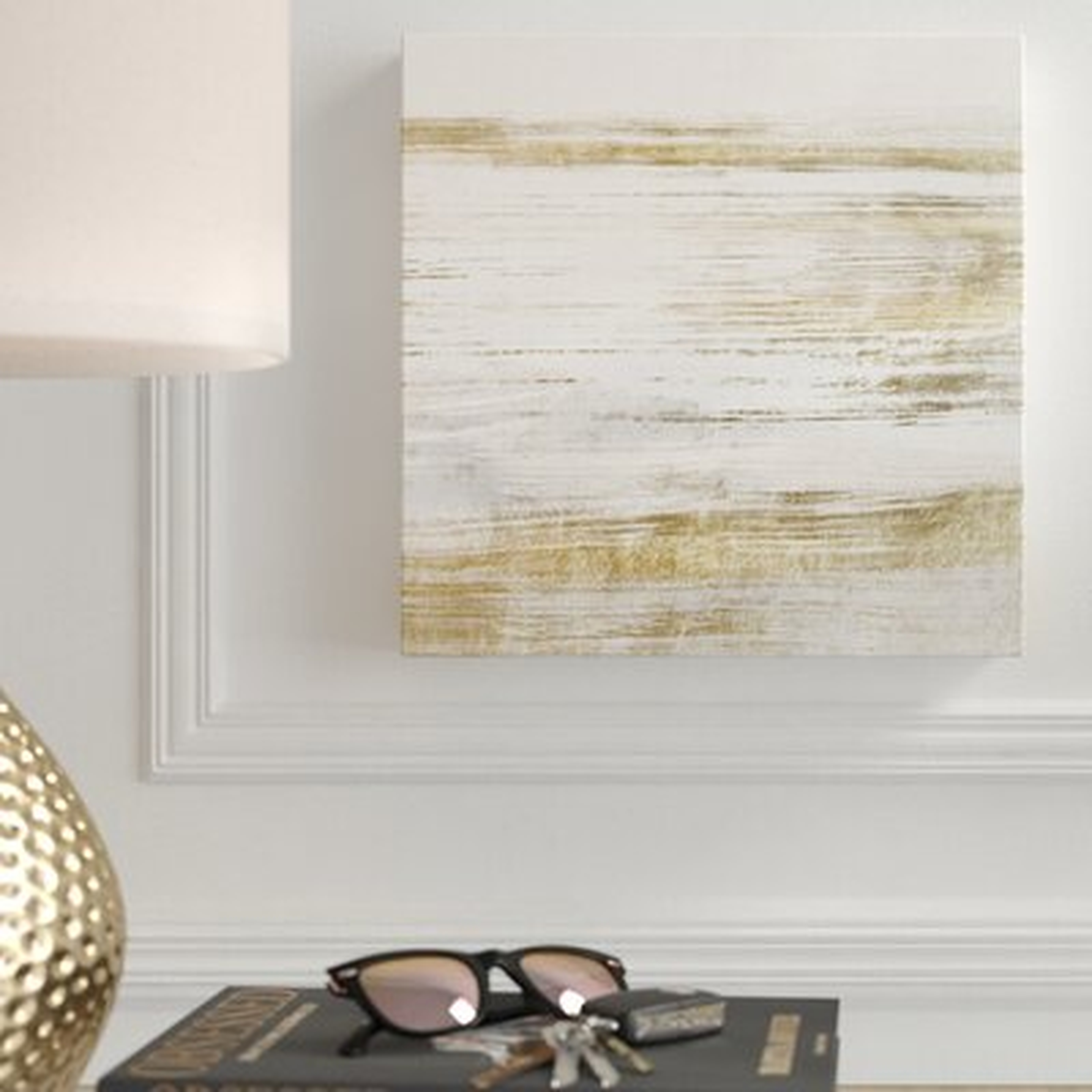 'Blush Romance Gold Abstract' - Wrapped Canvas Print - Wayfair