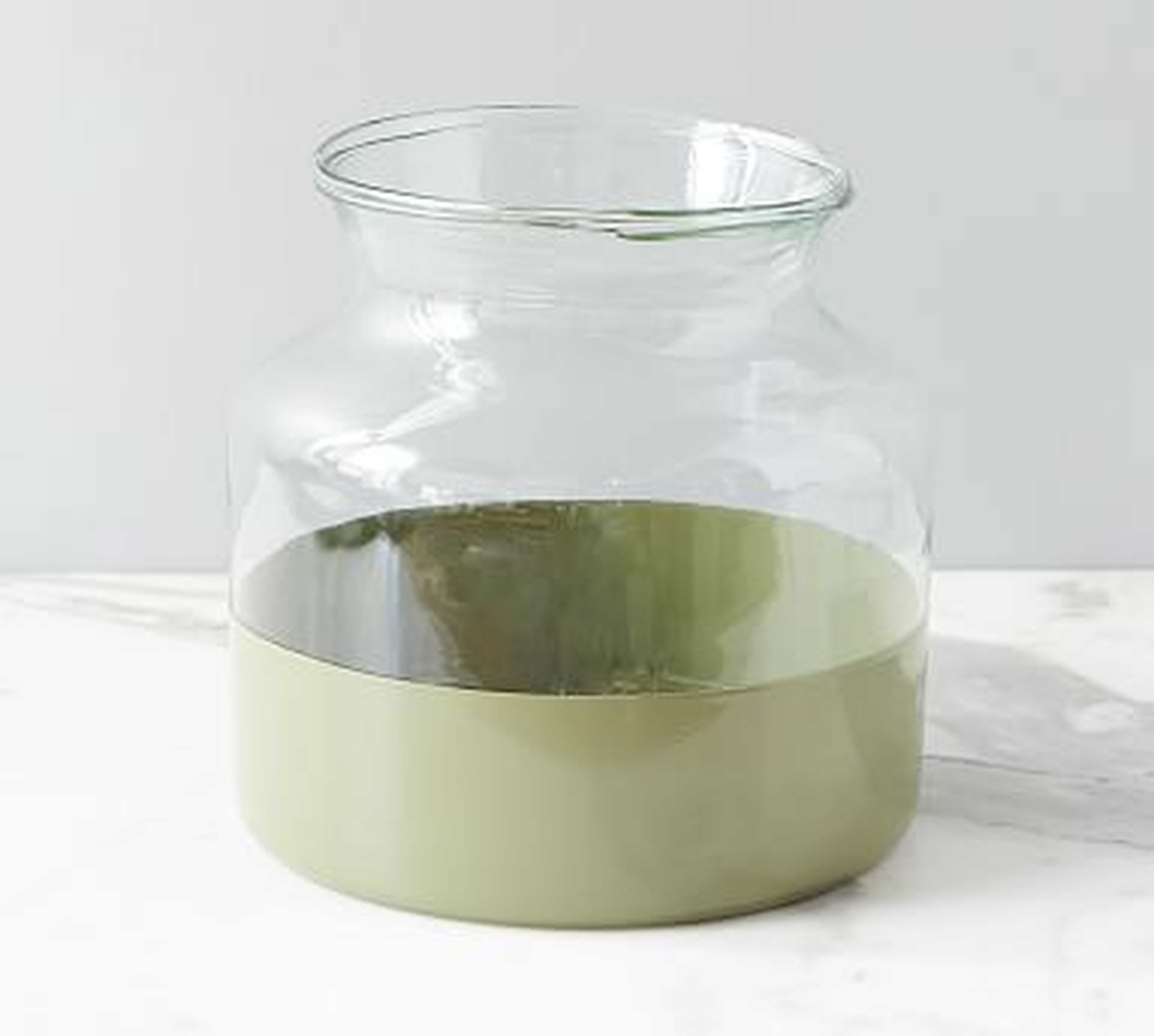 Color Block Glass Mason Jar Vase, 8" x 8.5", Sage Green - Pottery Barn