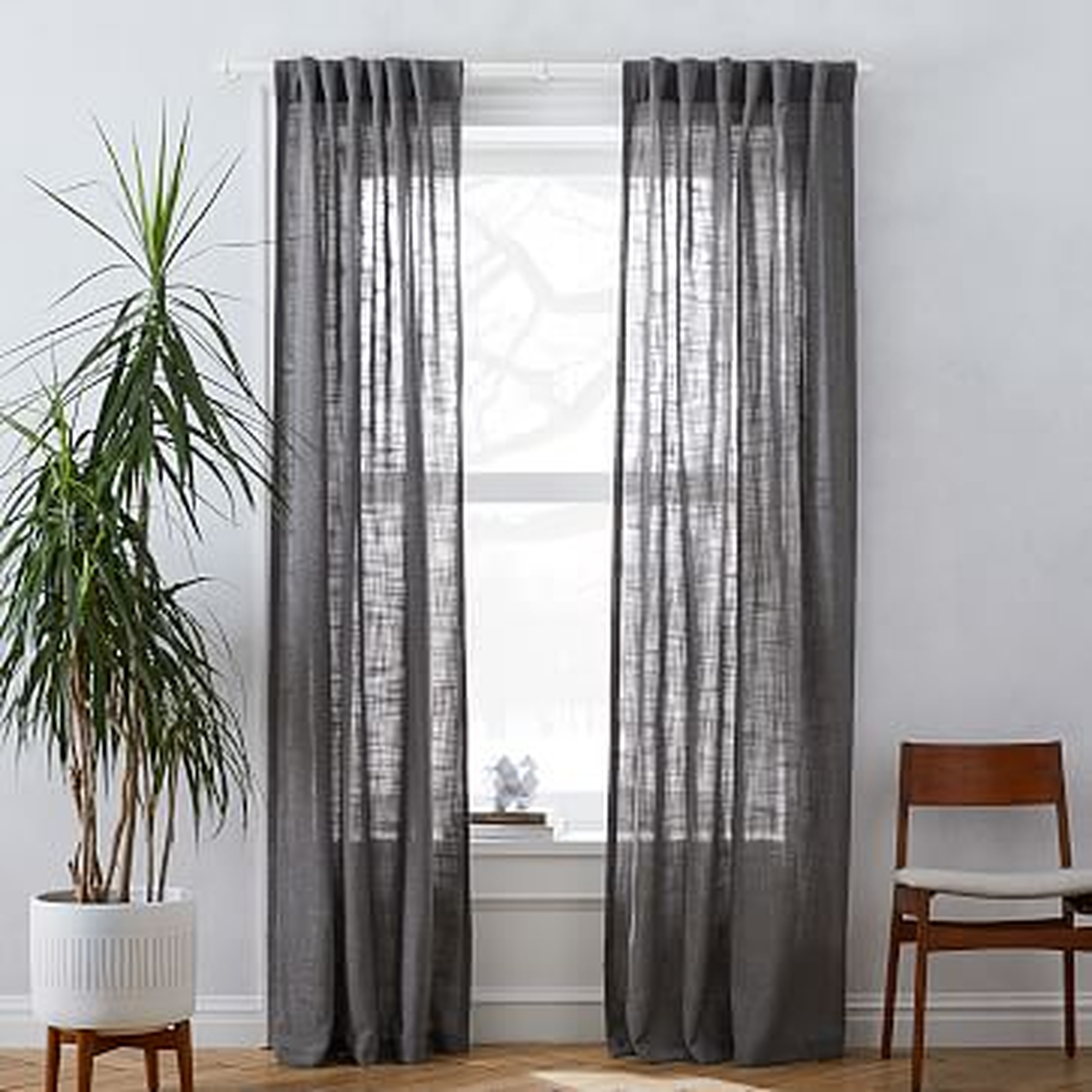 Crossweave Curtain, Charcoal, 48"x96" - West Elm