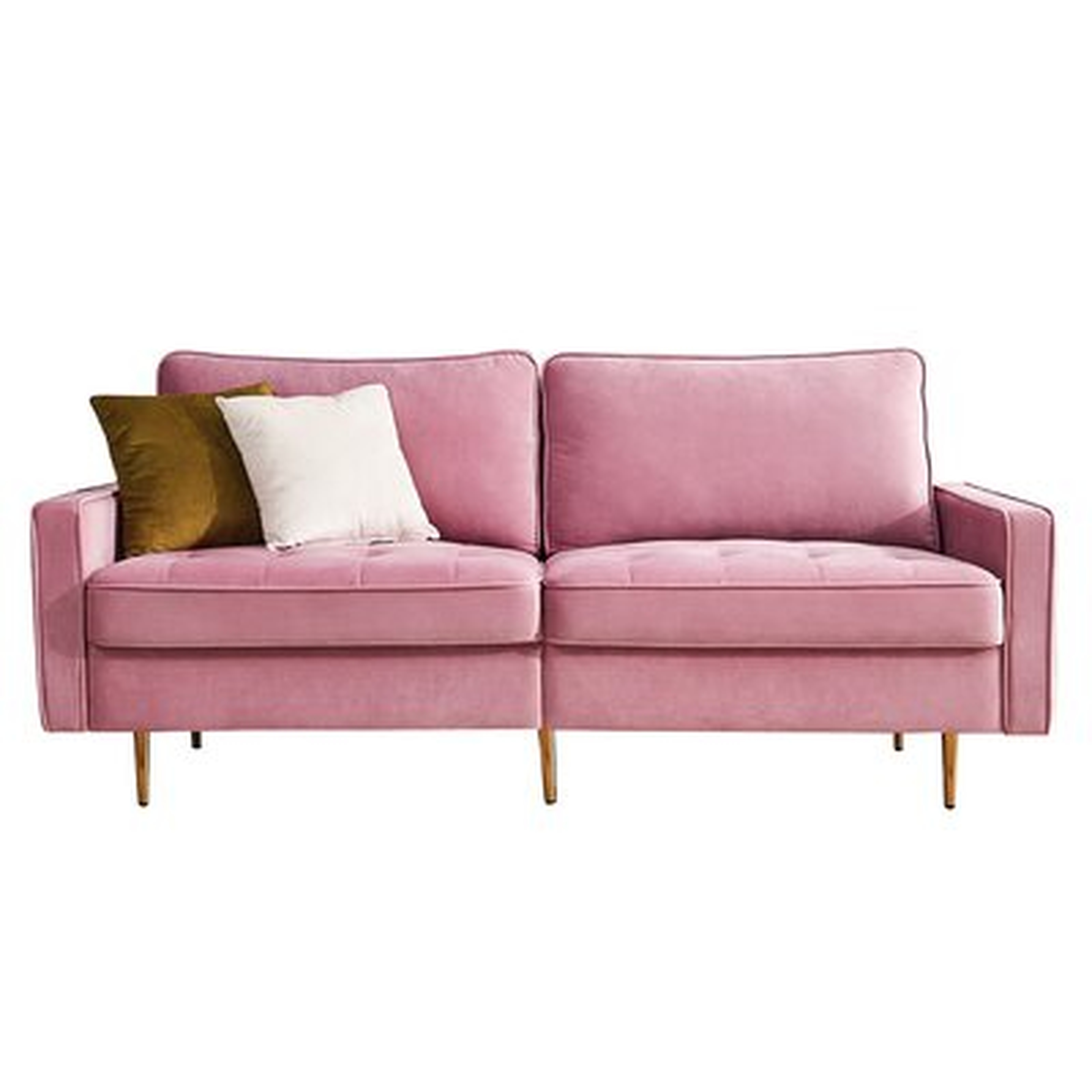 Mercer41 Modern Velvet Fabric Sofa (Pink) - Wayfair