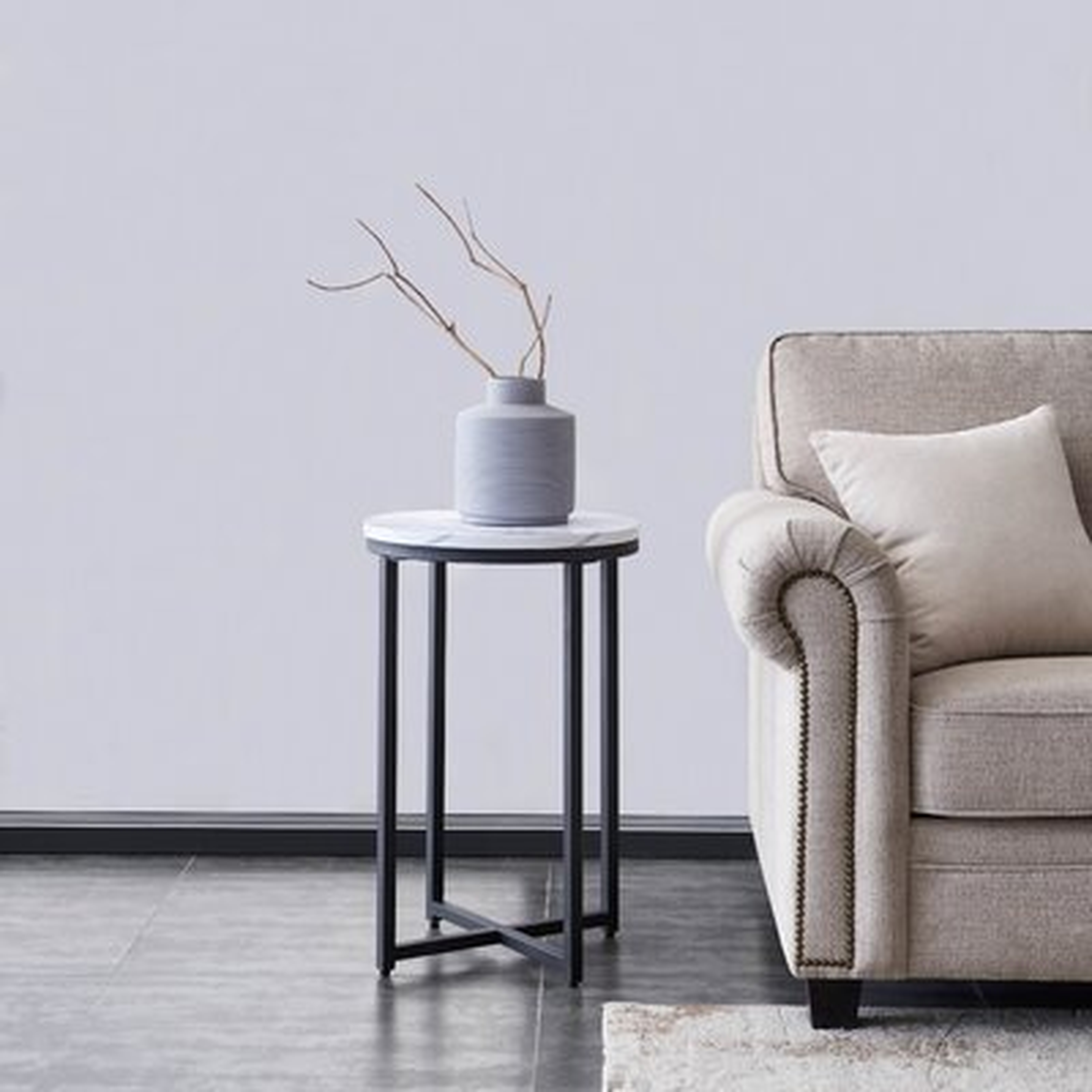 Faux White Marble Round End Table - Wayfair
