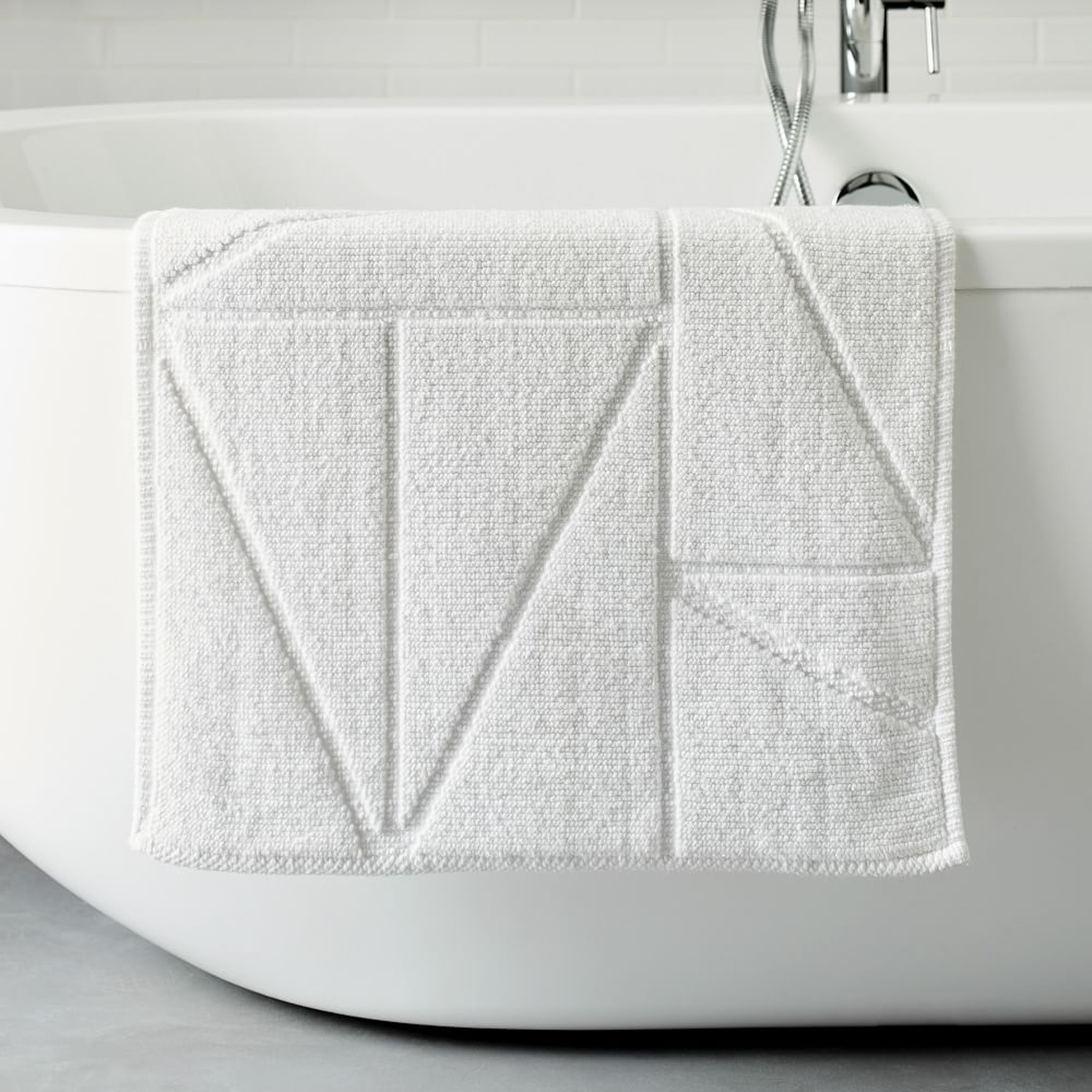 Triangle Sculpted Bath Mat, White, 20"x34" - West Elm