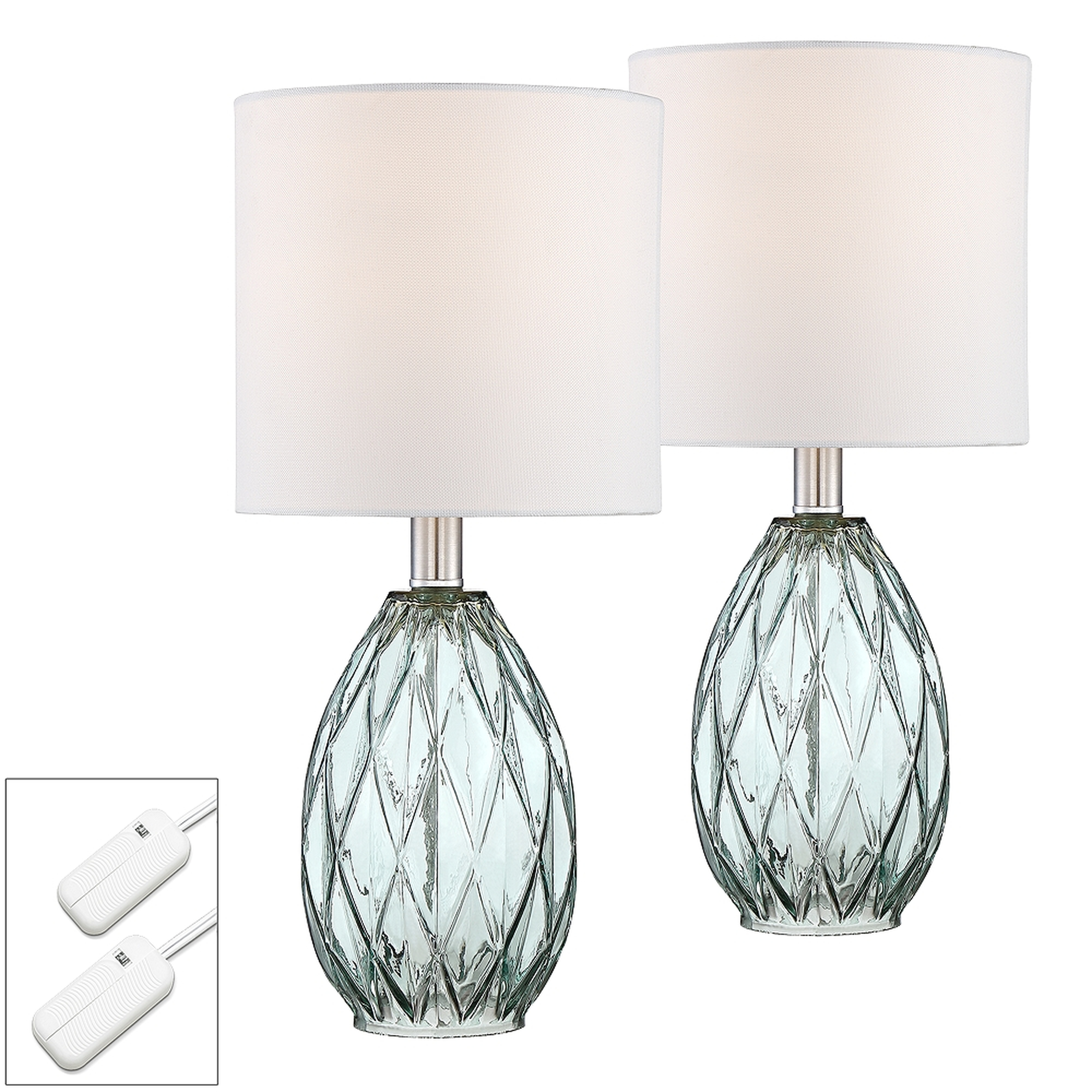 Rita Blue-Green Glass Accent Table Lamps Set of 2 with Dimmers - Style # 80P81 - Lamps Plus