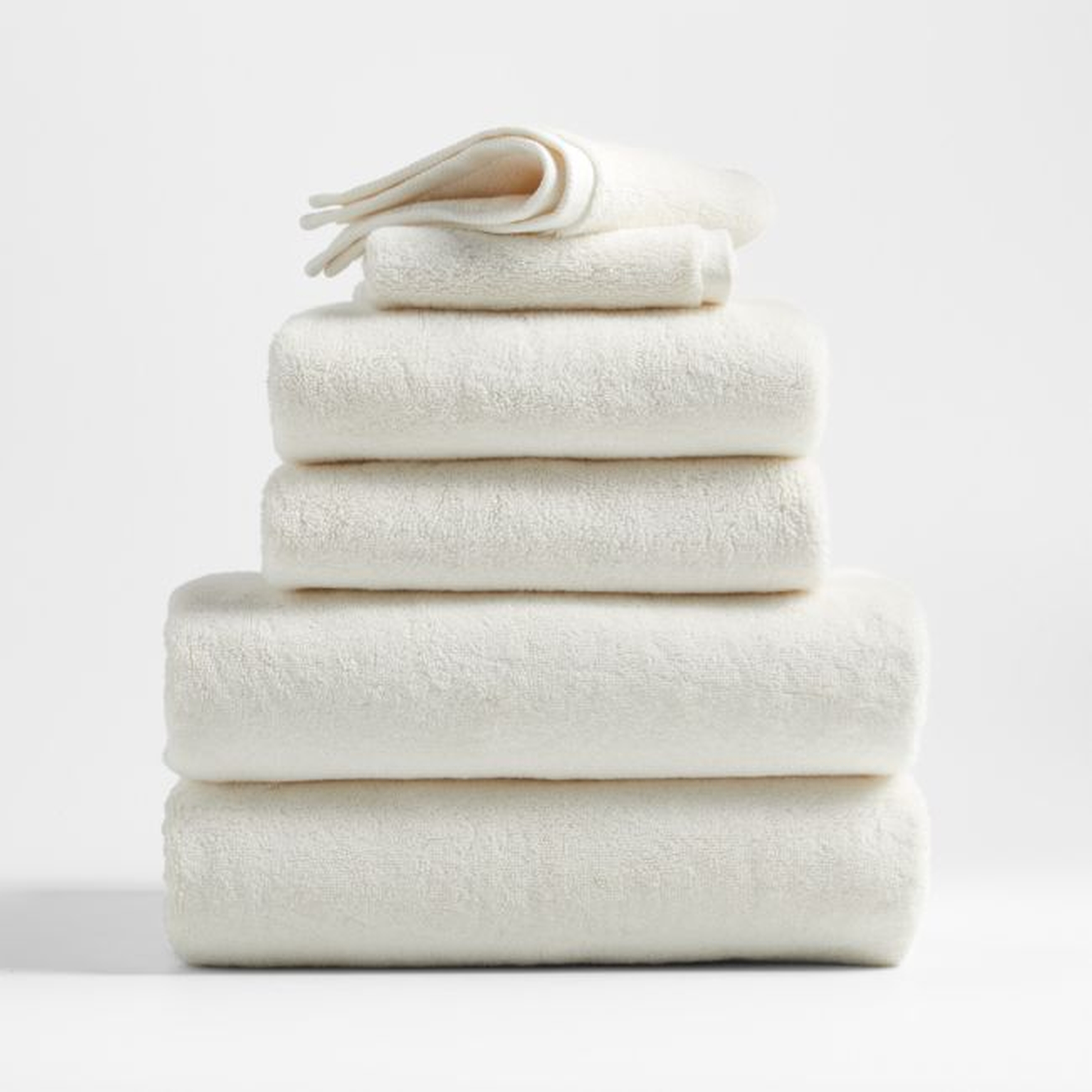 Organic Turkish Cotton Ivory Bath Towels, Set of 6 - Crate and Barrel