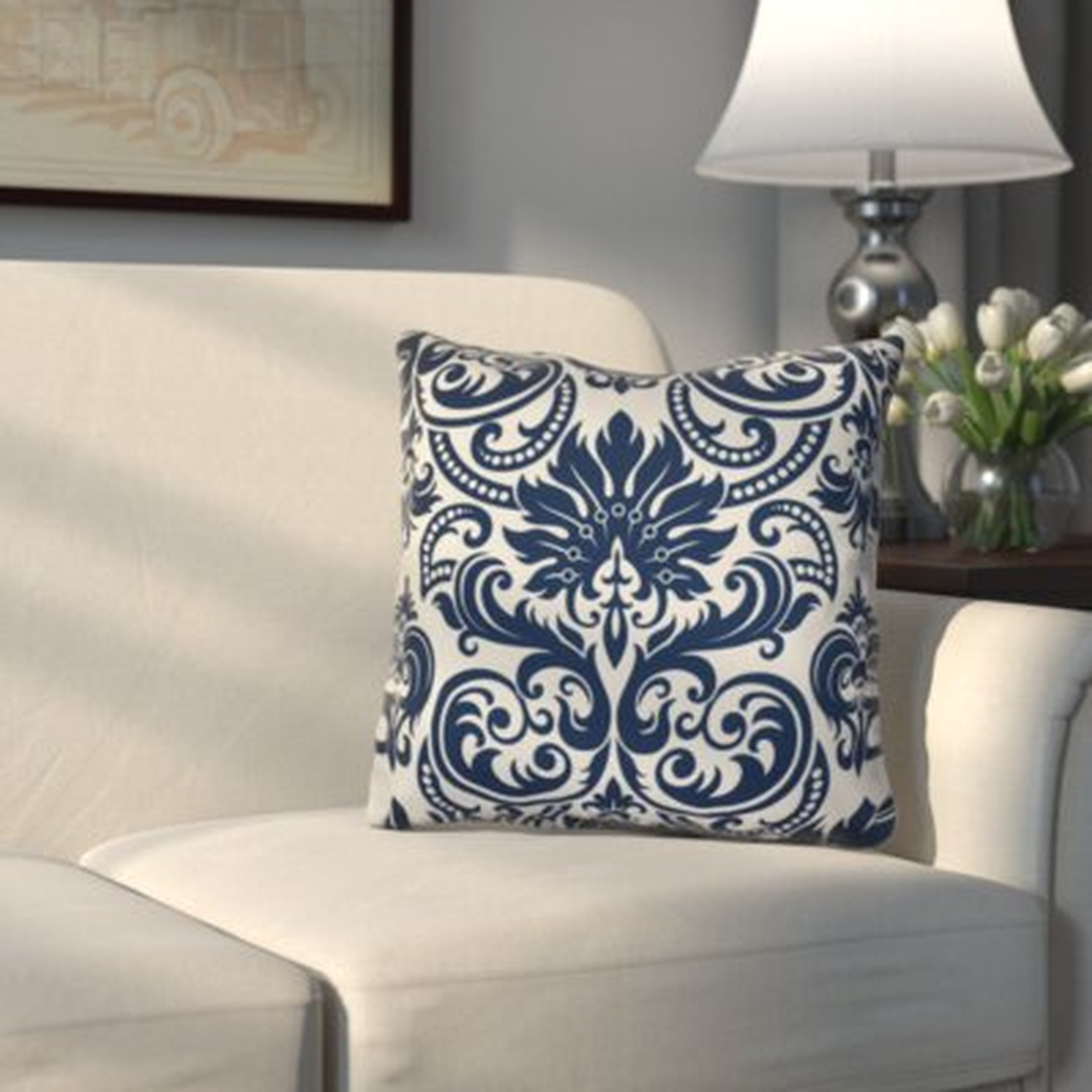 Ballentine Damask Square Pillow Cover and Insert - Birch Lane