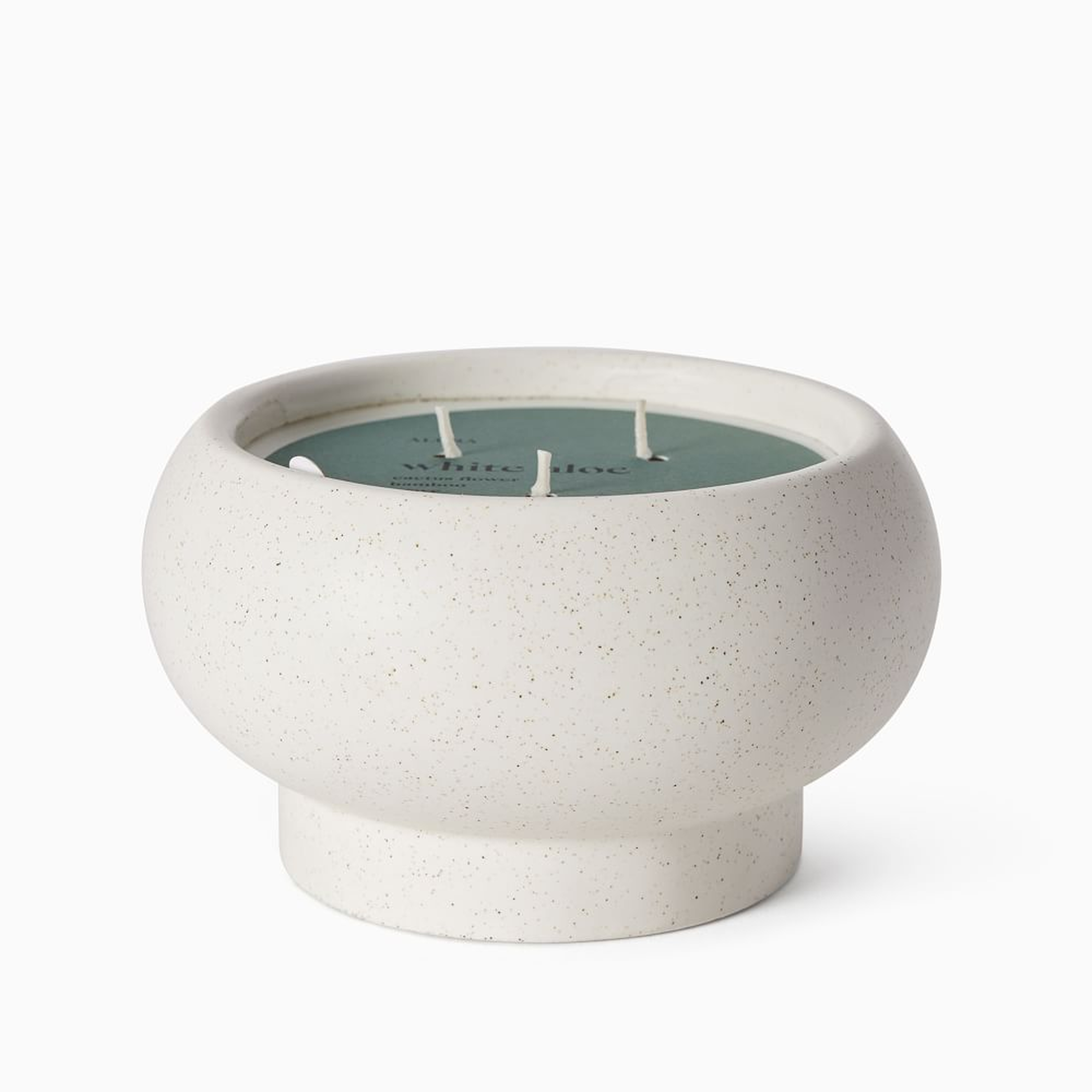 Alura Collection, Filled Candle 3 Wick, Ceramic, White Aloe - West Elm