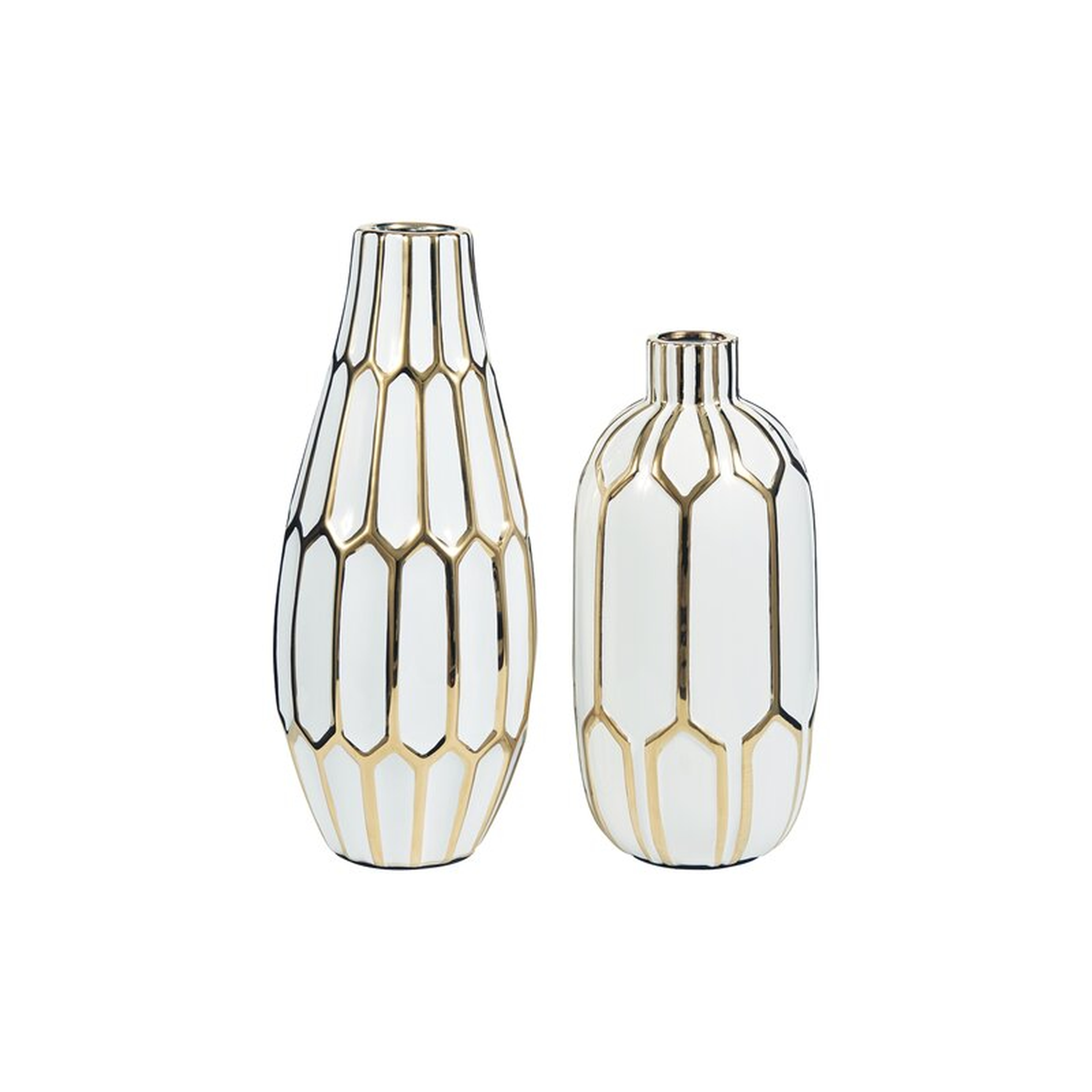 Kris Table Vase, White & Gold, Set of 2 - Wayfair