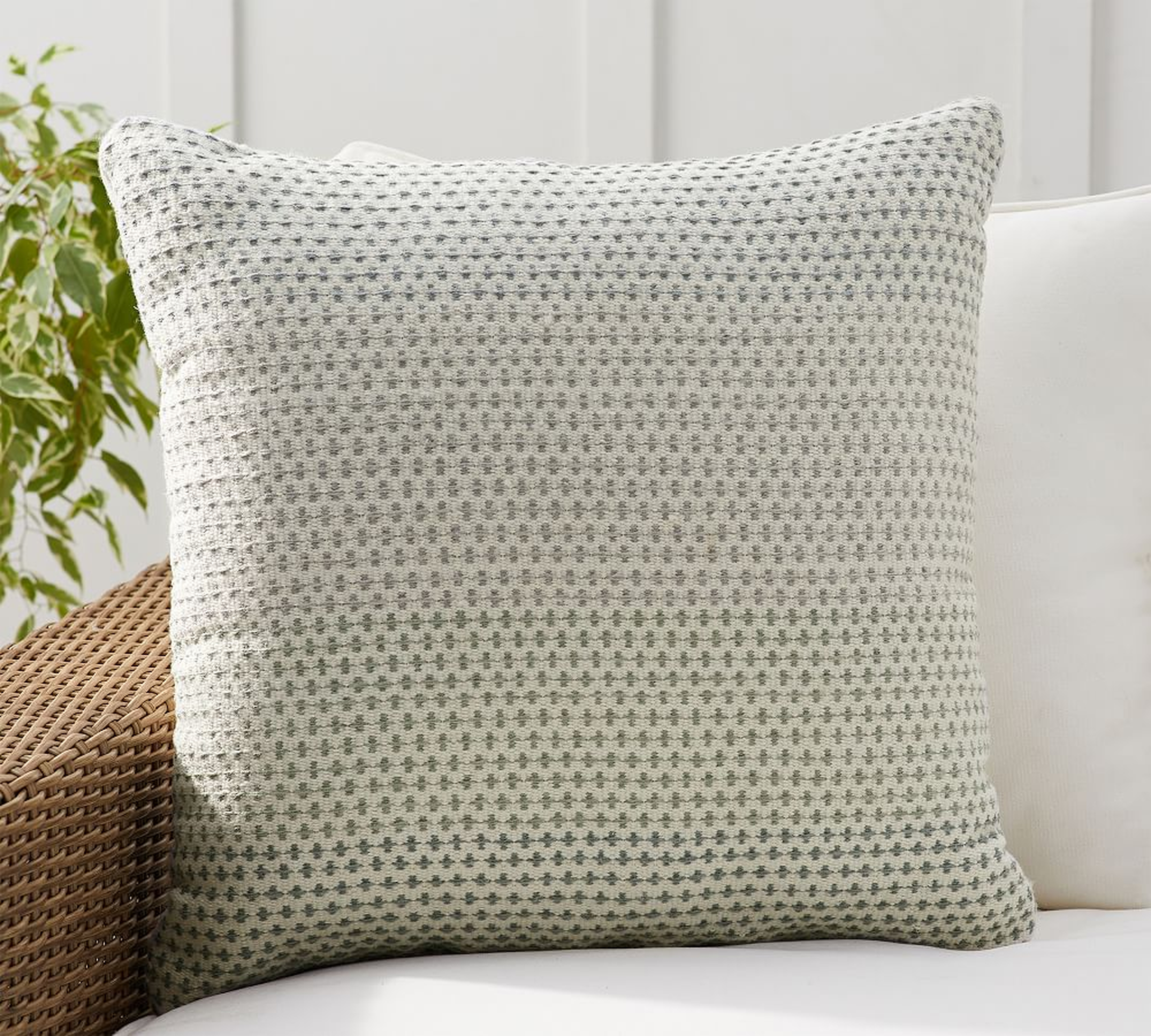 Julian Eco-Friendly Textured Indoor/Outdoor Pillow, 20 x 20", Chambray Multi - Pottery Barn