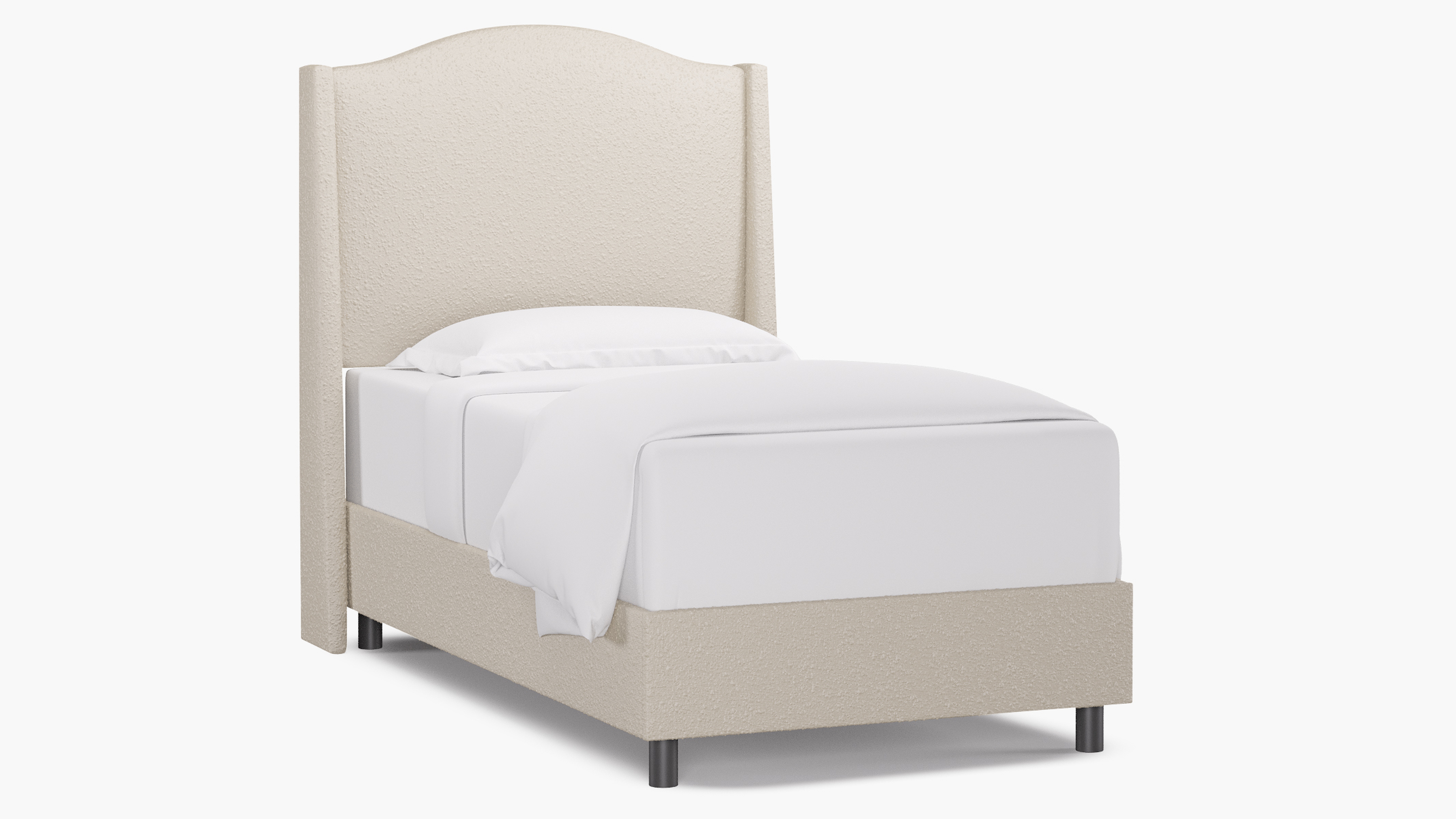 Classic Wingback Bed, Snow Boucle, Twin - The Inside