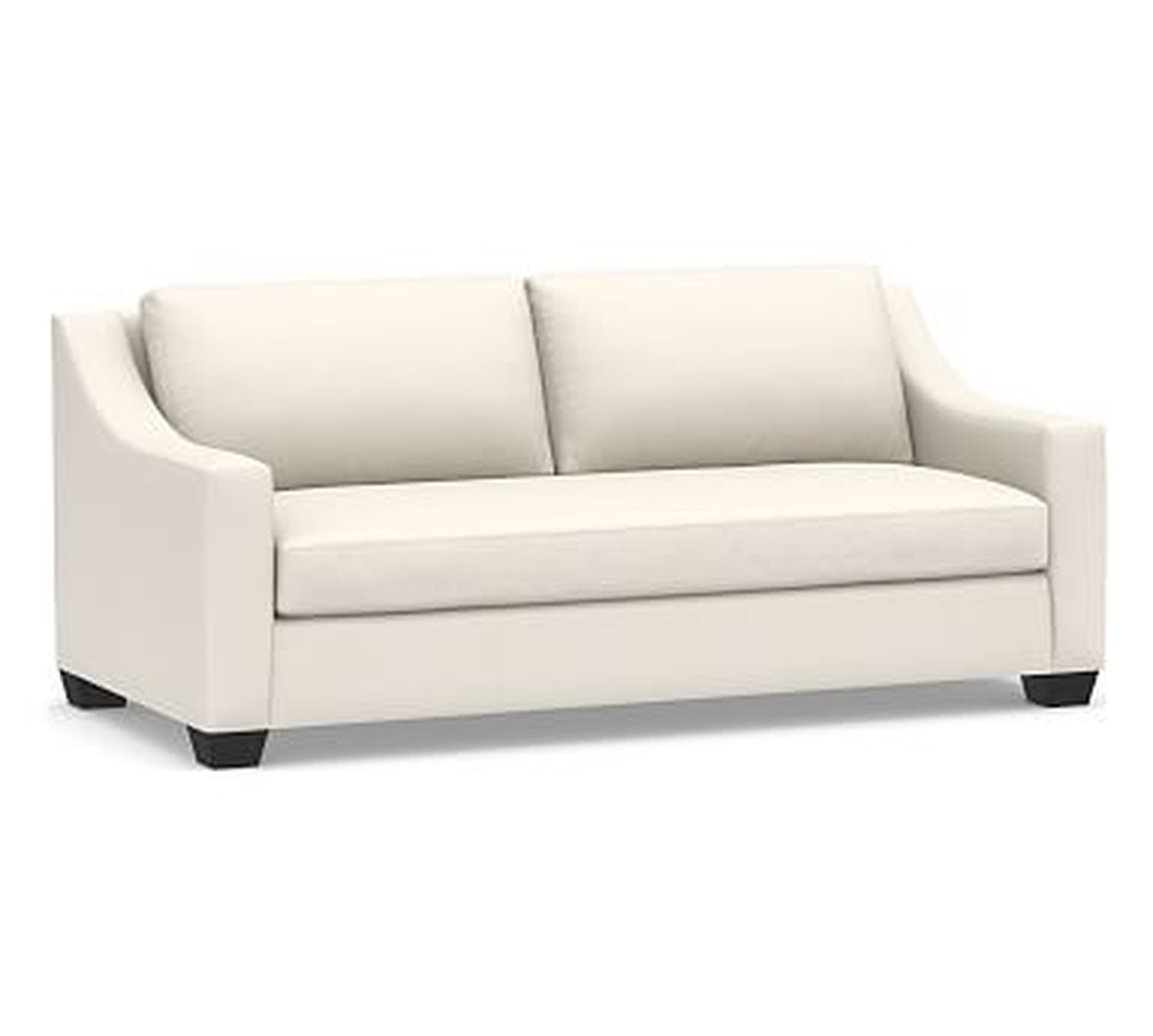 York Slope Arm Upholstered Loveseat 60.5", Down Blend Wrapped Cushions, Chenille Basketweave Oatmeal - Pottery Barn