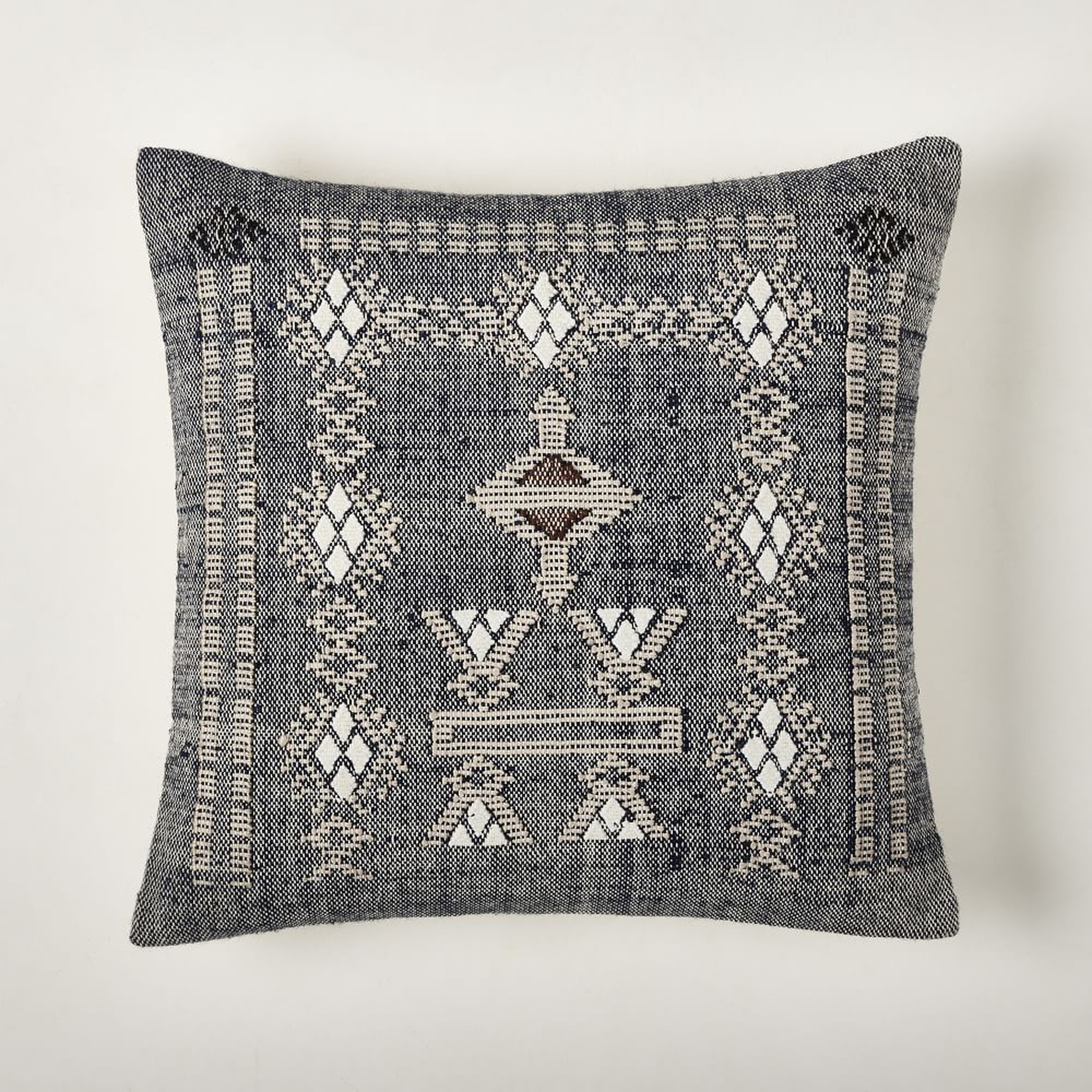 Framed Moroccan Woven Pillow Cover, 20"x20", Midnight - West Elm