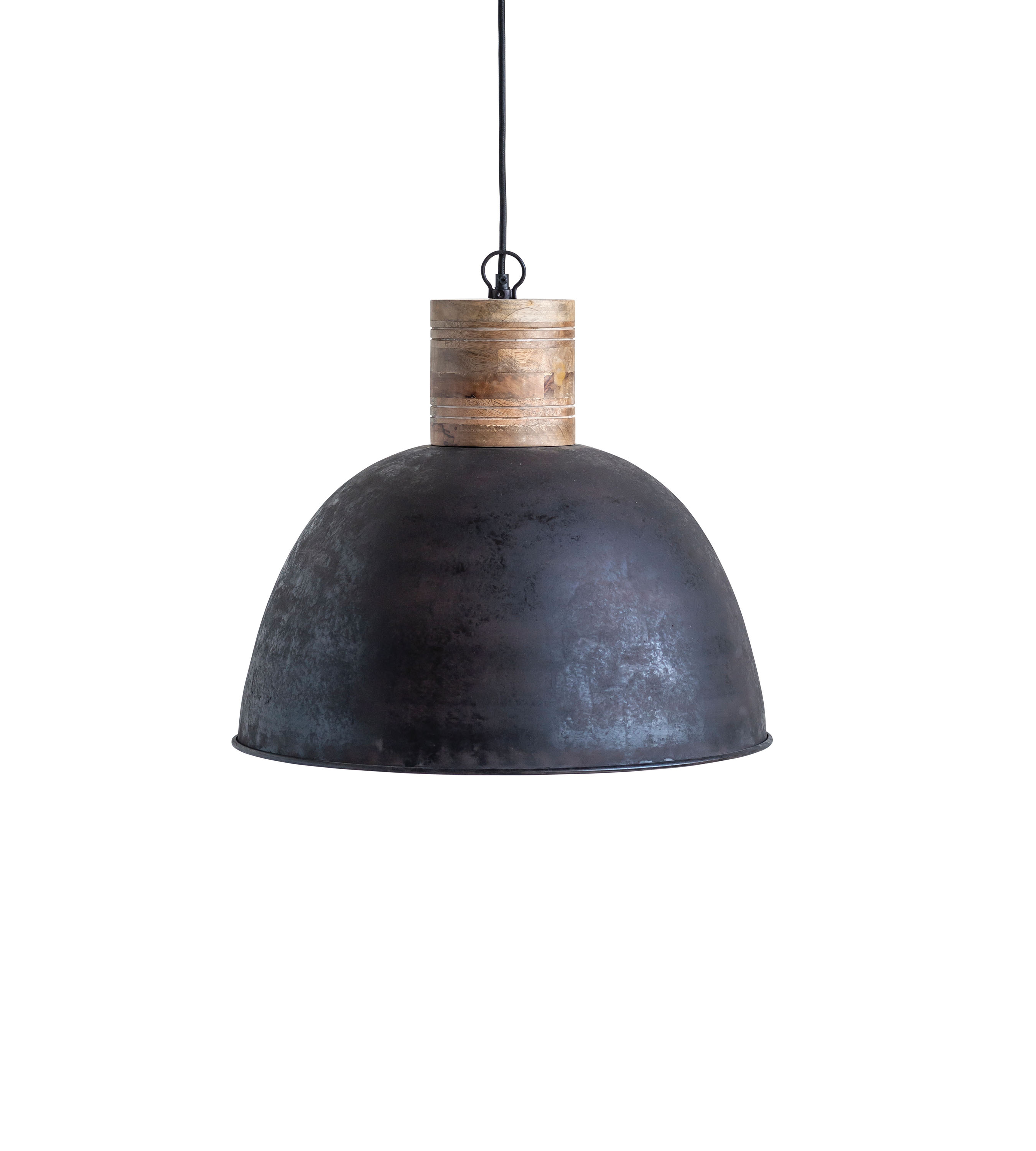 Black Metal Pendant Light with Wood Neck - Nomad Home