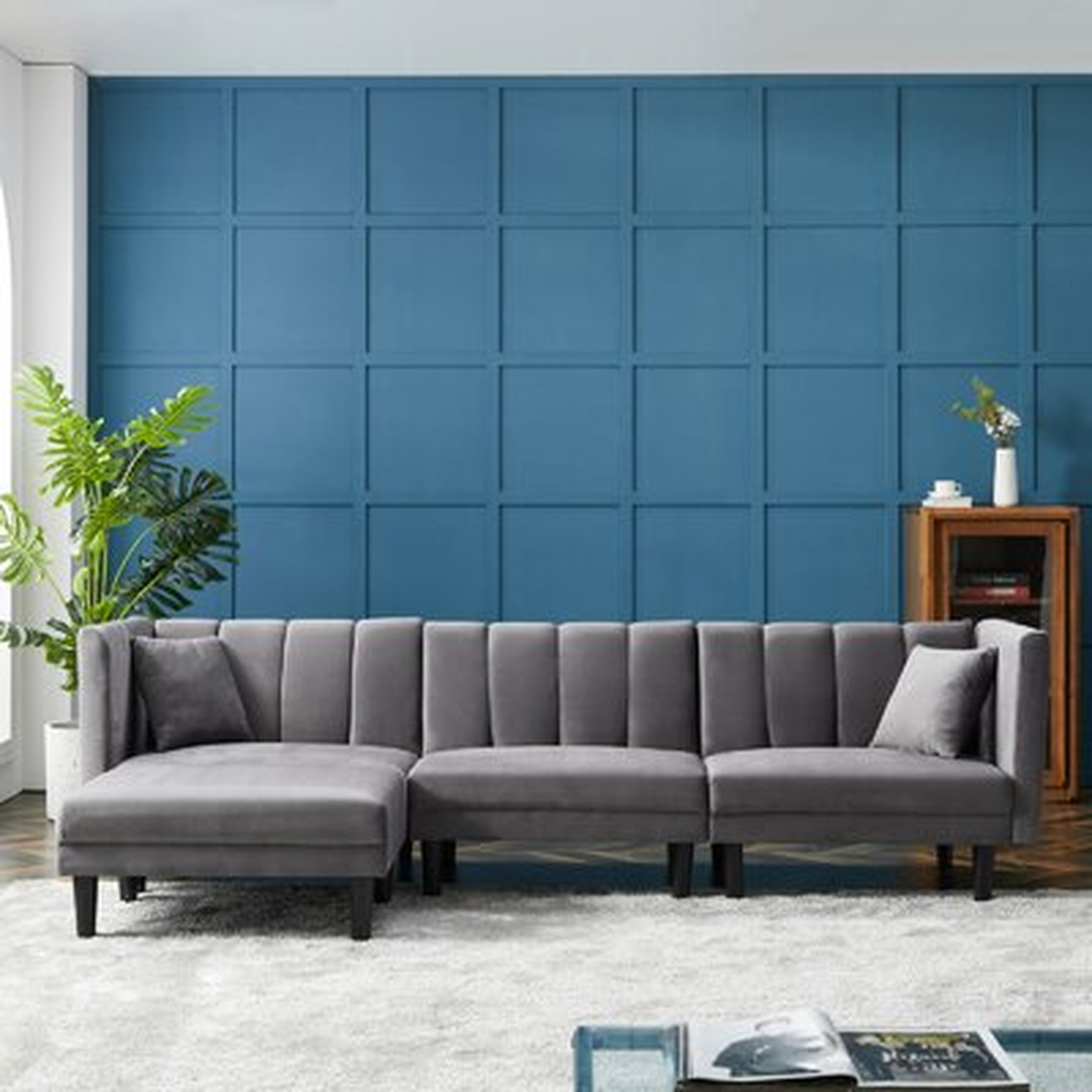 106.7" Wide Velvet Reversible L-Shaped Sofa Bed - Wayfair