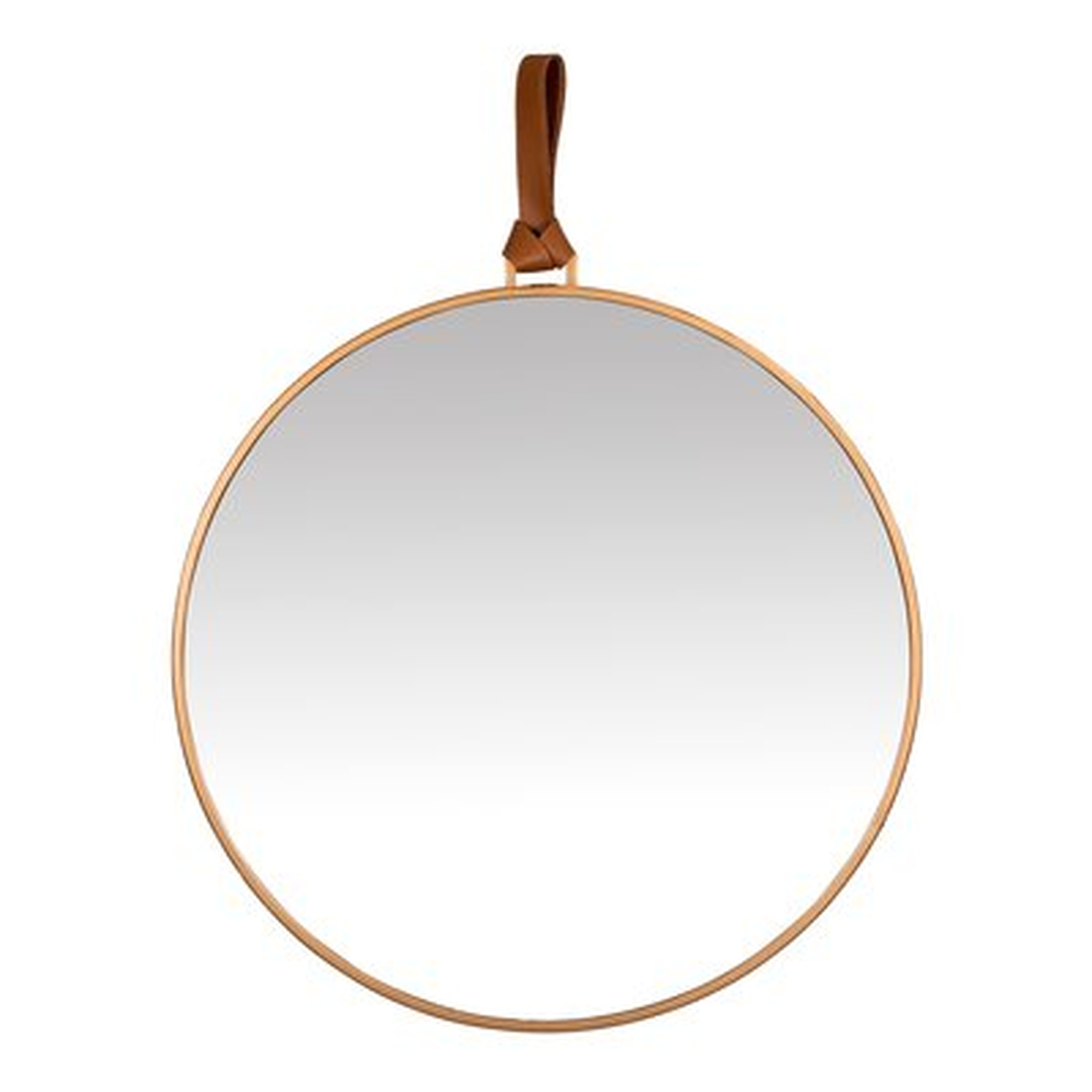 Minimalist Gold Round Mirror With Leather Strap - Wayfair