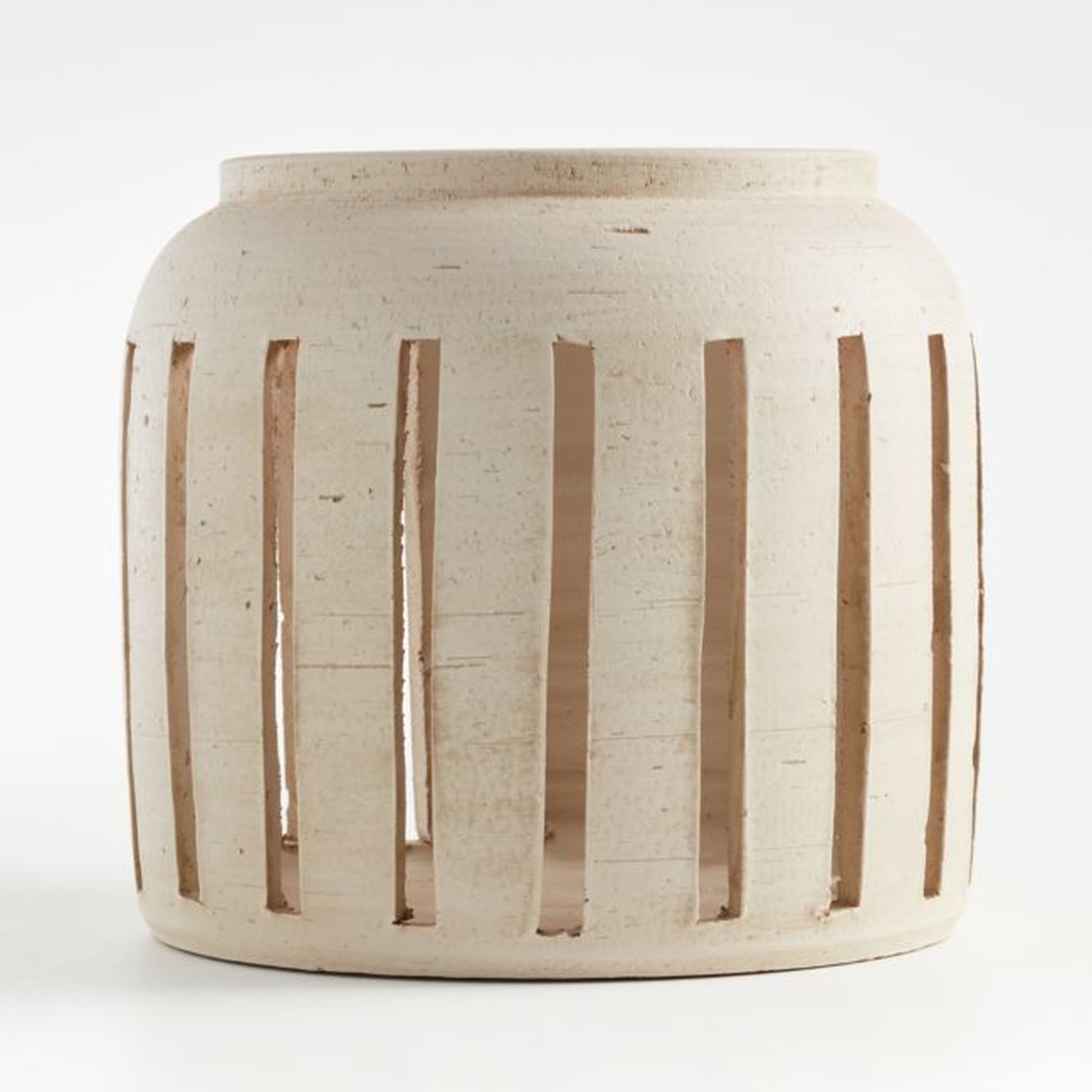 Porto Medium Cream Ceramic Hurricane - Crate and Barrel
