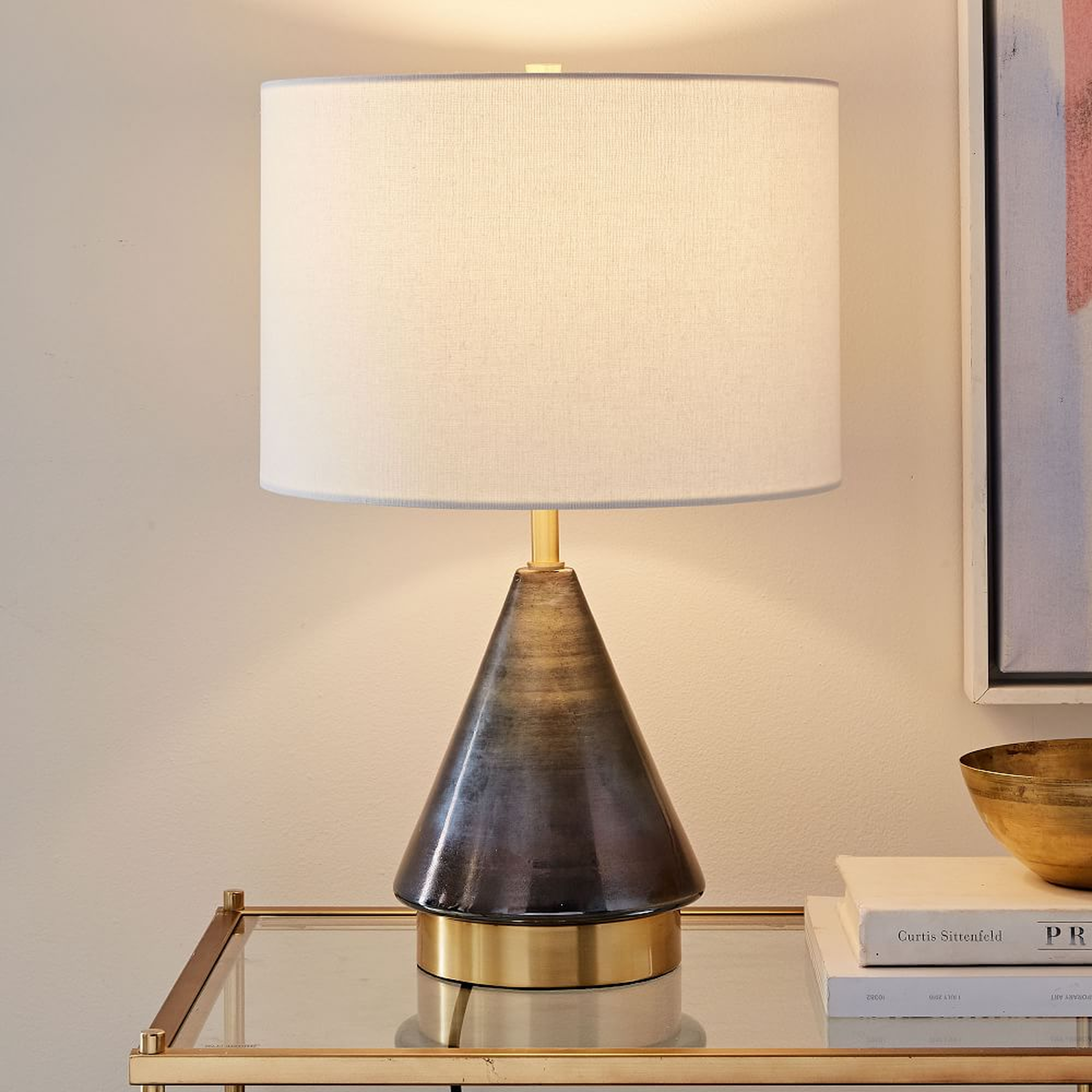 Metalized Glass Table Lamp + USB, Small, Gray, Individual - West Elm