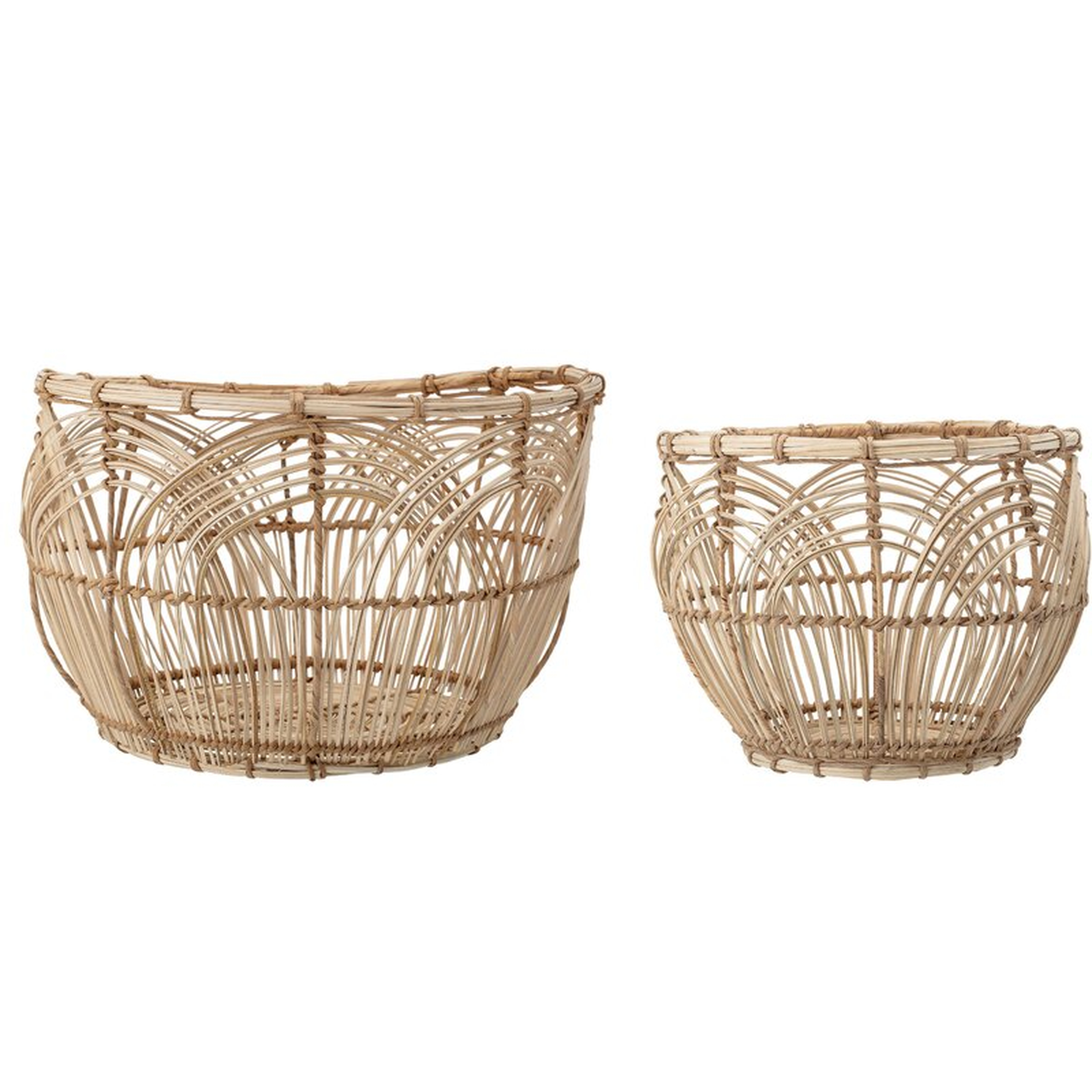 Bloomingville Round Rattan Baskets (Set of 2 Sizes) - Perigold