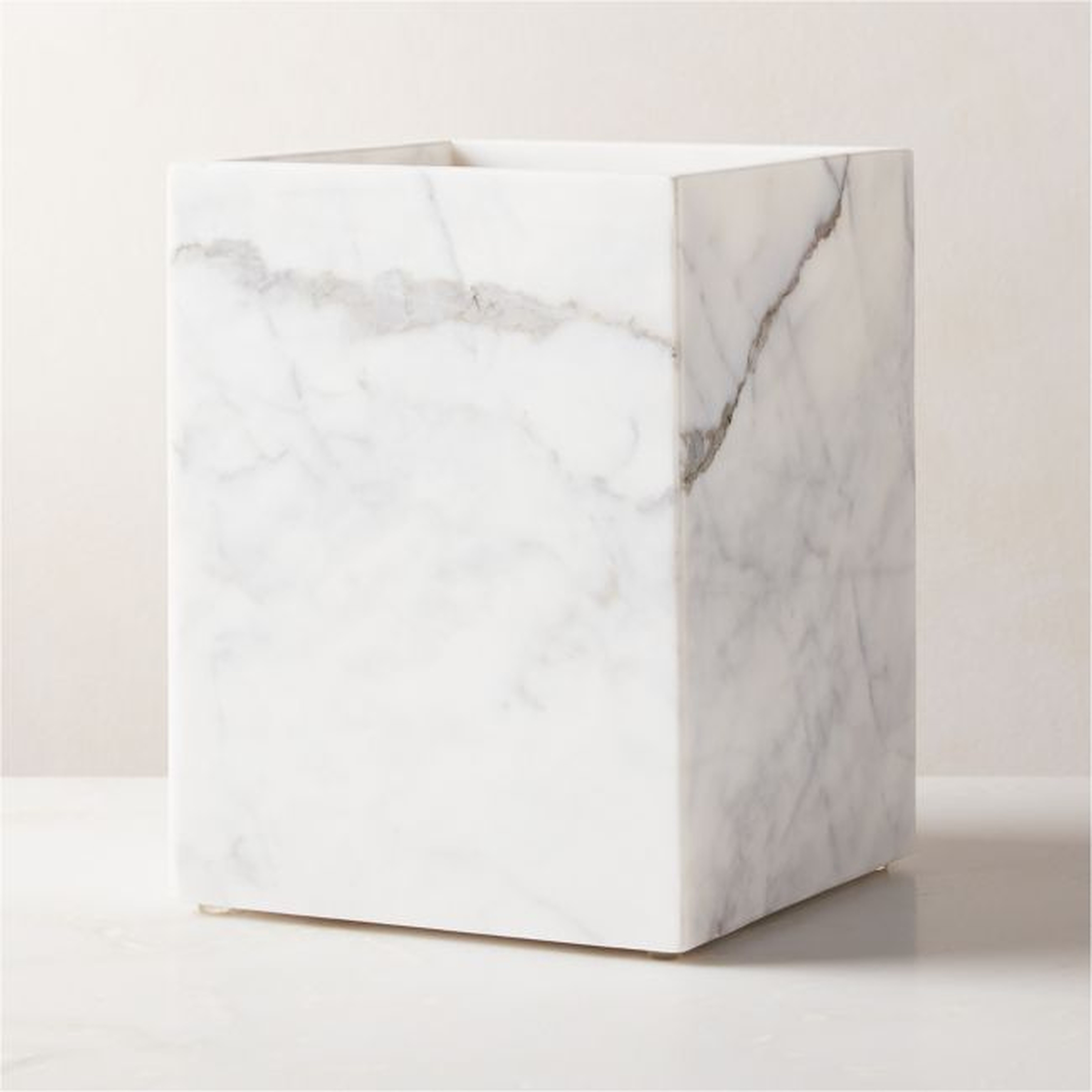 Ramsey Polished Arabascato Marble Wastebasket - CB2