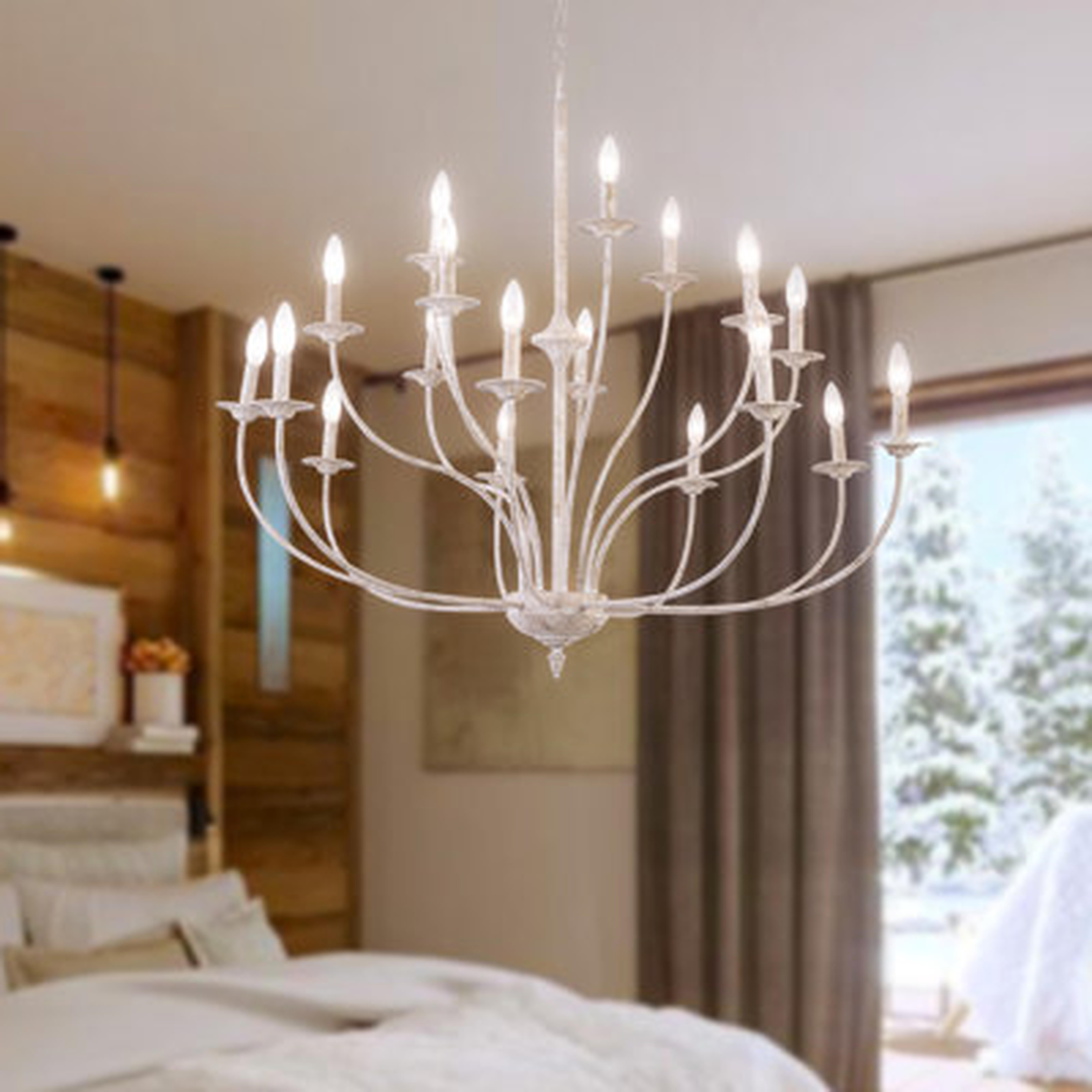 Waverly 18 - Light Candle Style Traditional Chandelier with Wrought Iron Accents - Wayfair