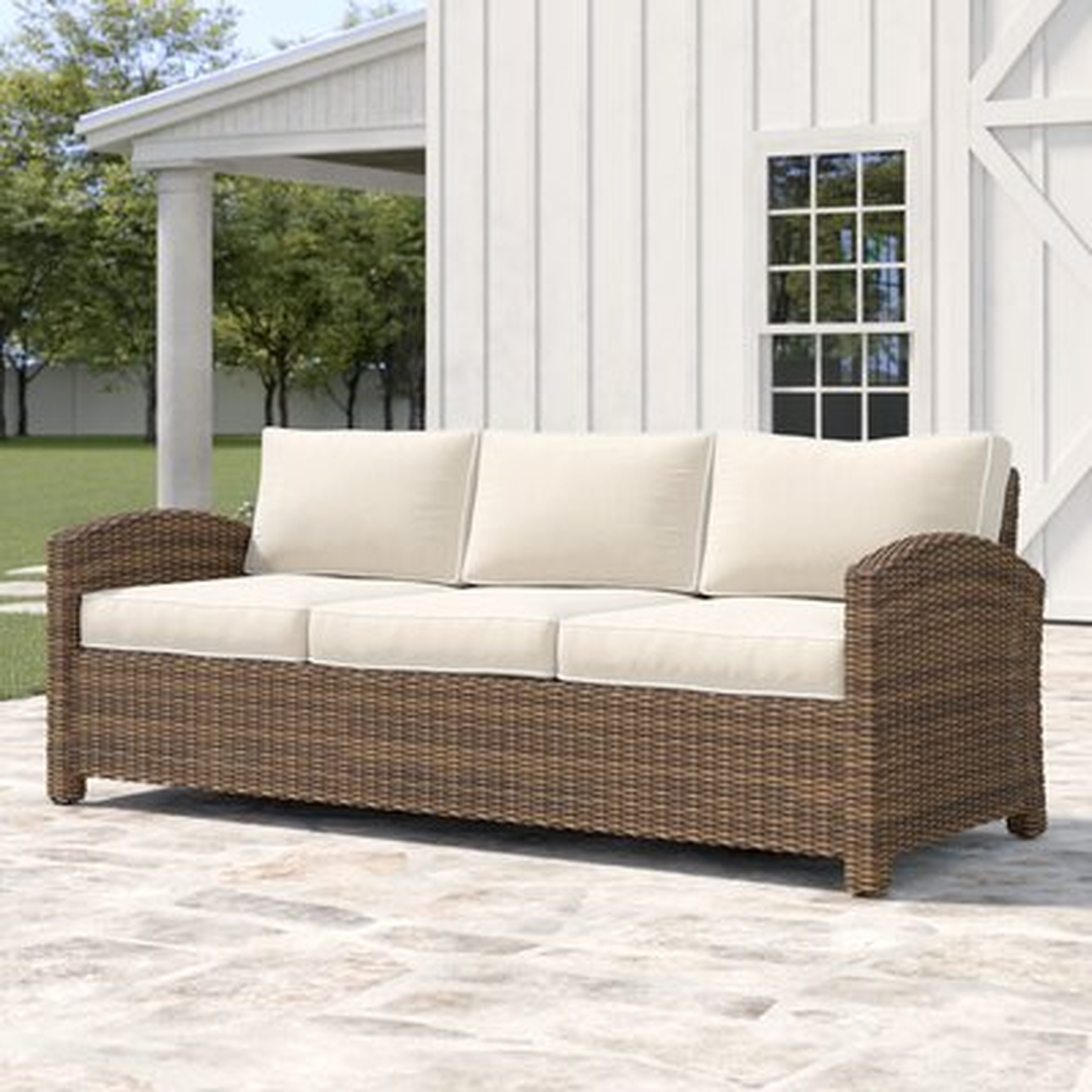 Lawson 80.5" Wide Outdoor Wicker Patio Sofa with Cushions - Wayfair