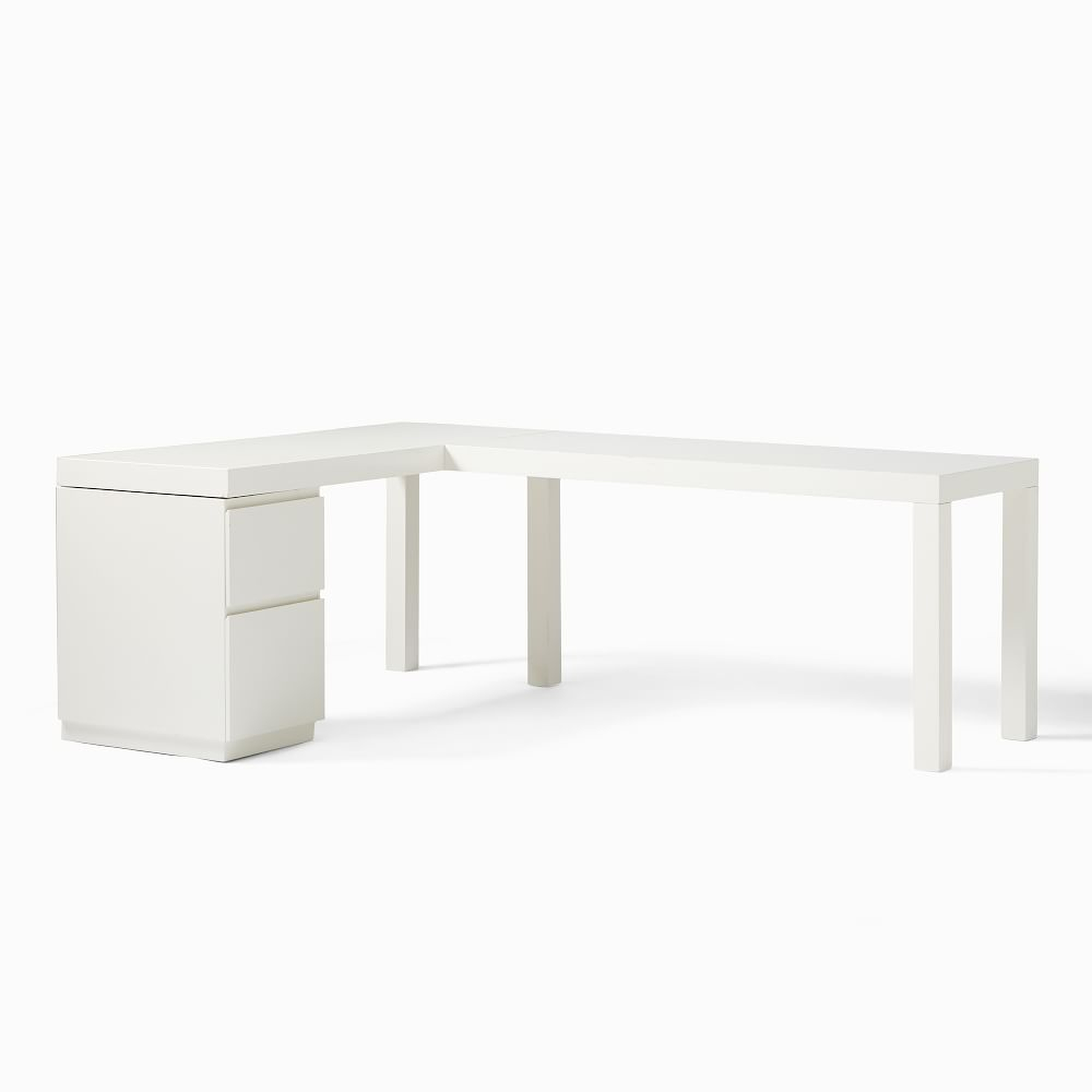 Parsons L-Shaped Desk + File Cabinet Set, White - West Elm