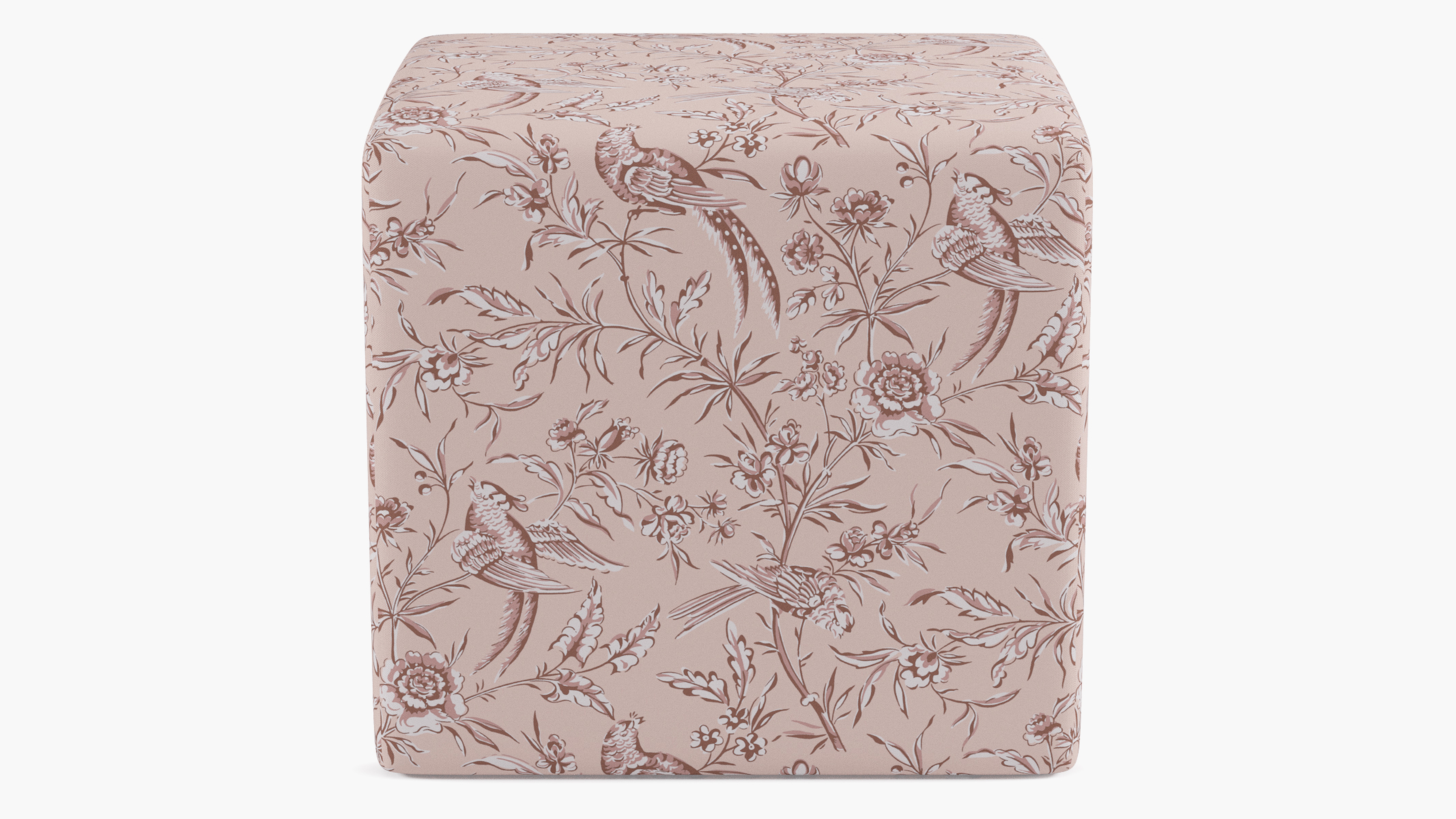 Cube Ottoman, Blush Aviary - The Inside