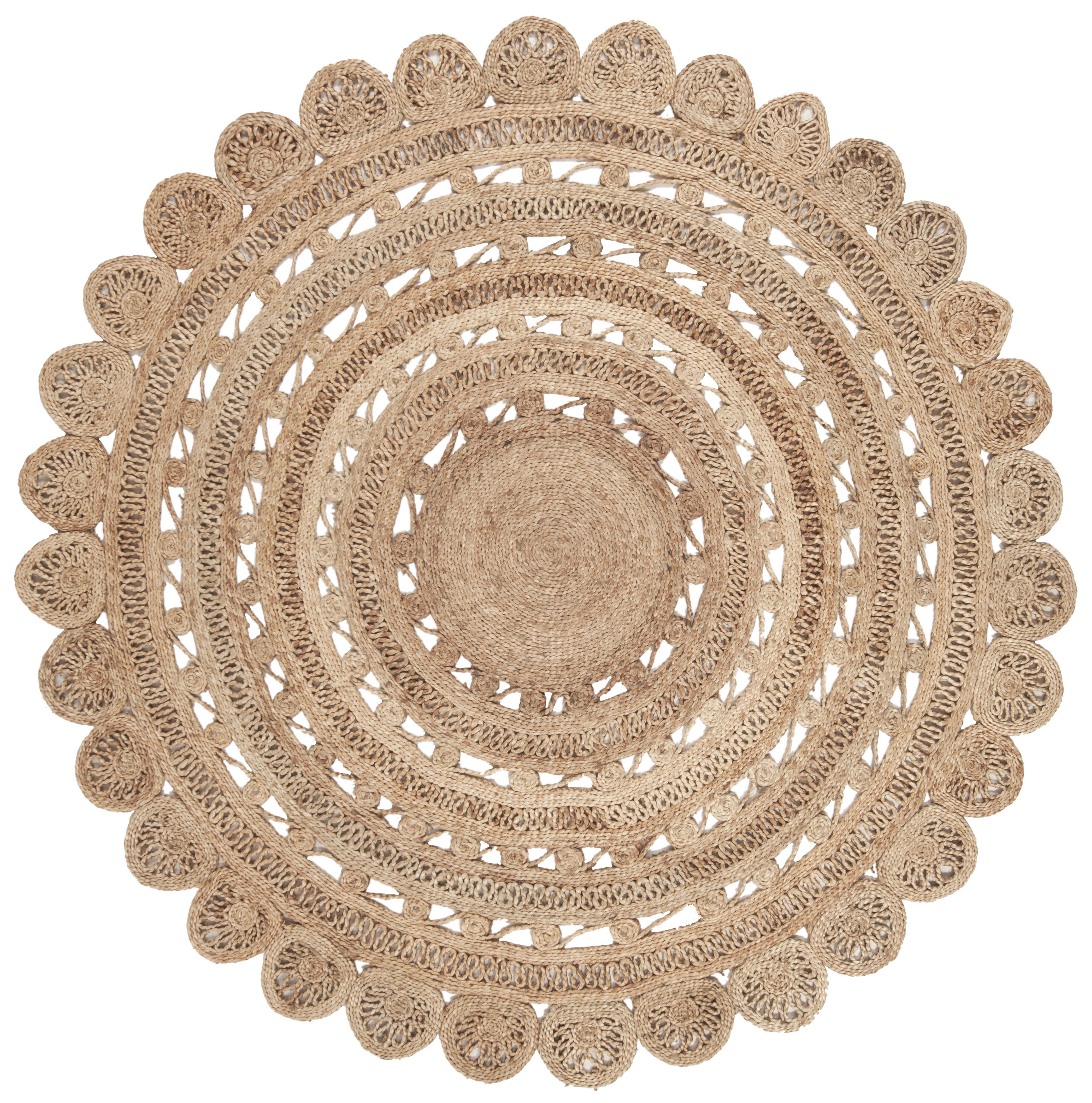 Arlo Home Hand Woven Area Rug, NF805B, Natural,  6' X 6' Round - Safavieh
