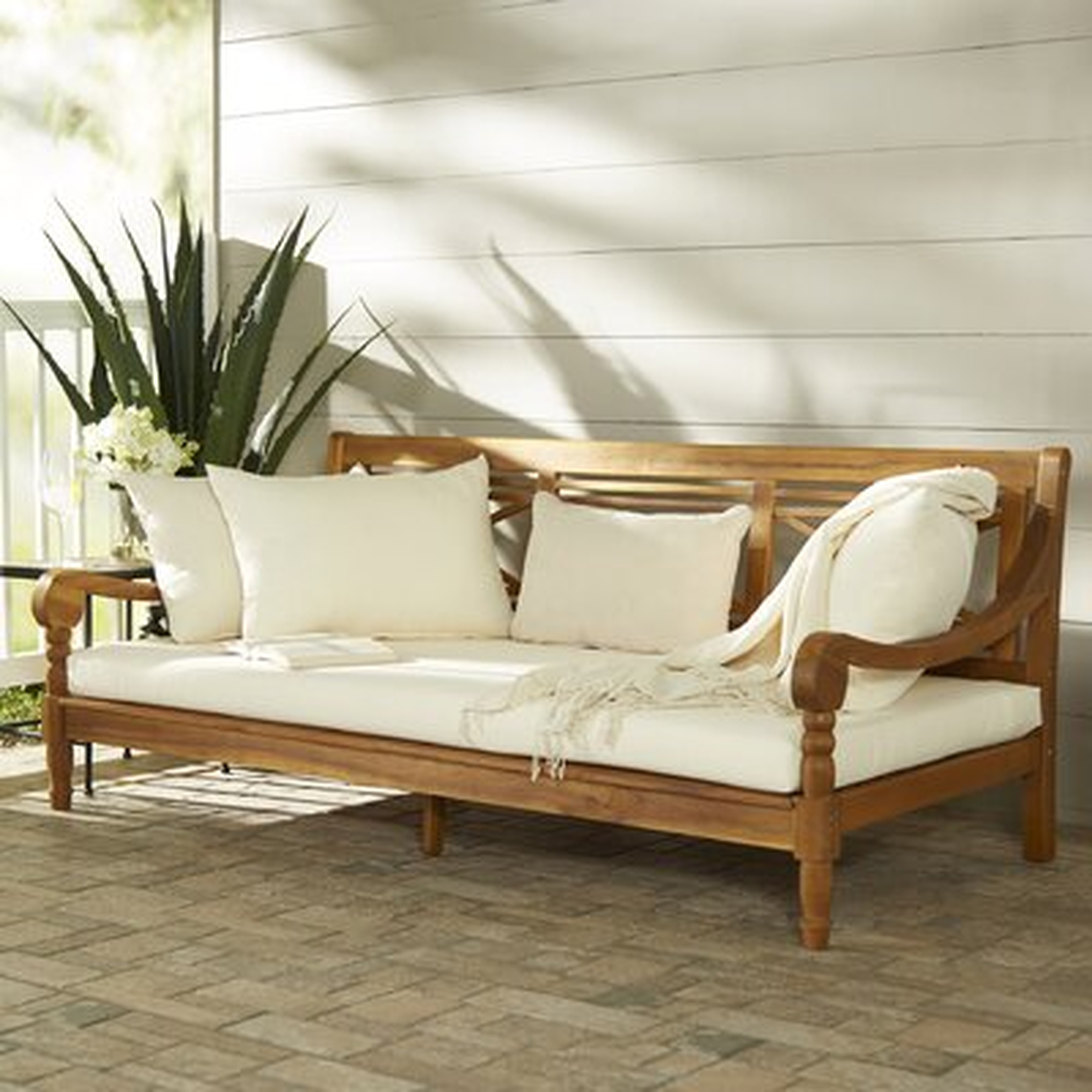 Roush Teak Patio Daybed with Cushions - Wayfair