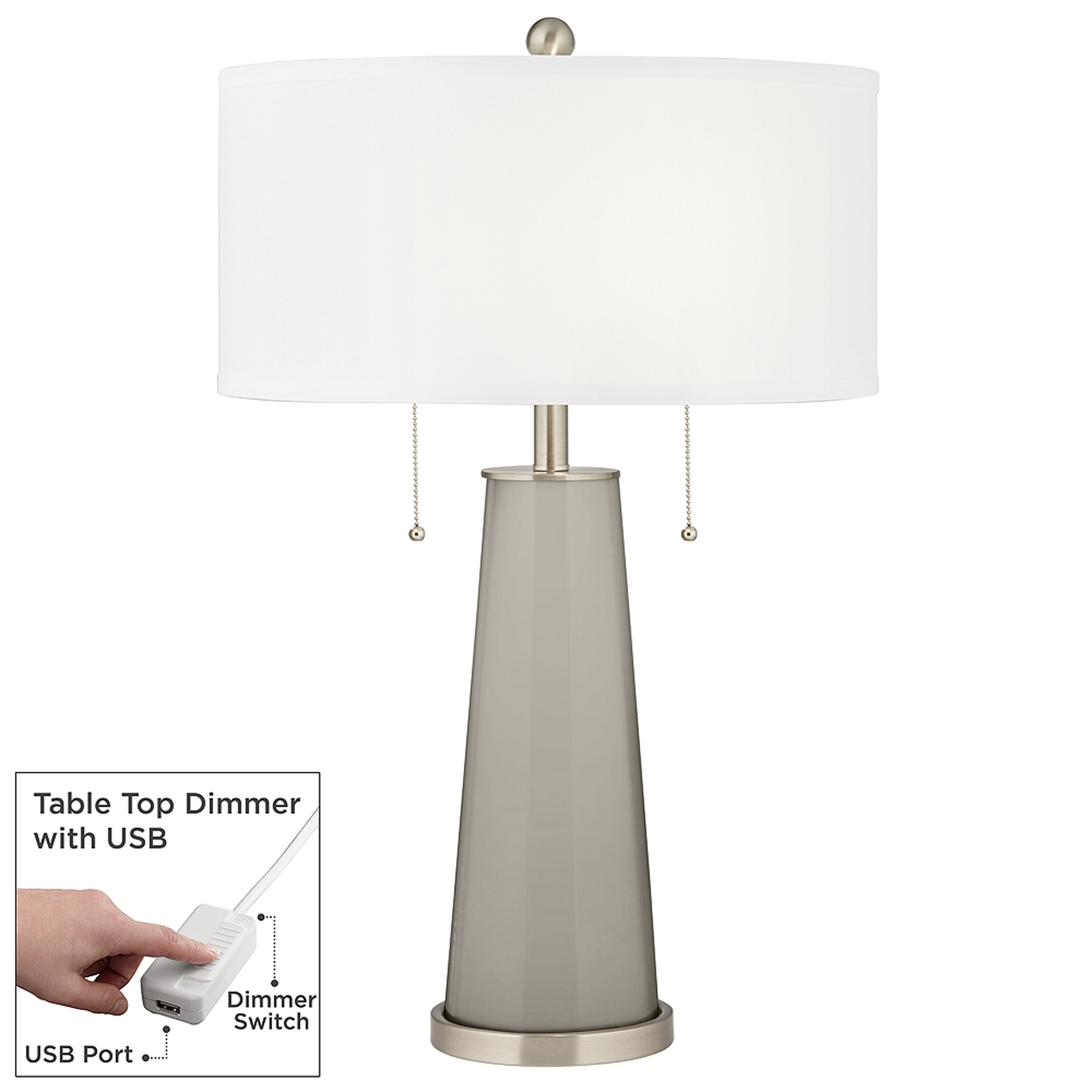 Requisite Gray Peggy Glass Table Lamp With Dimmer - Style # 511E0 - Lamps Plus