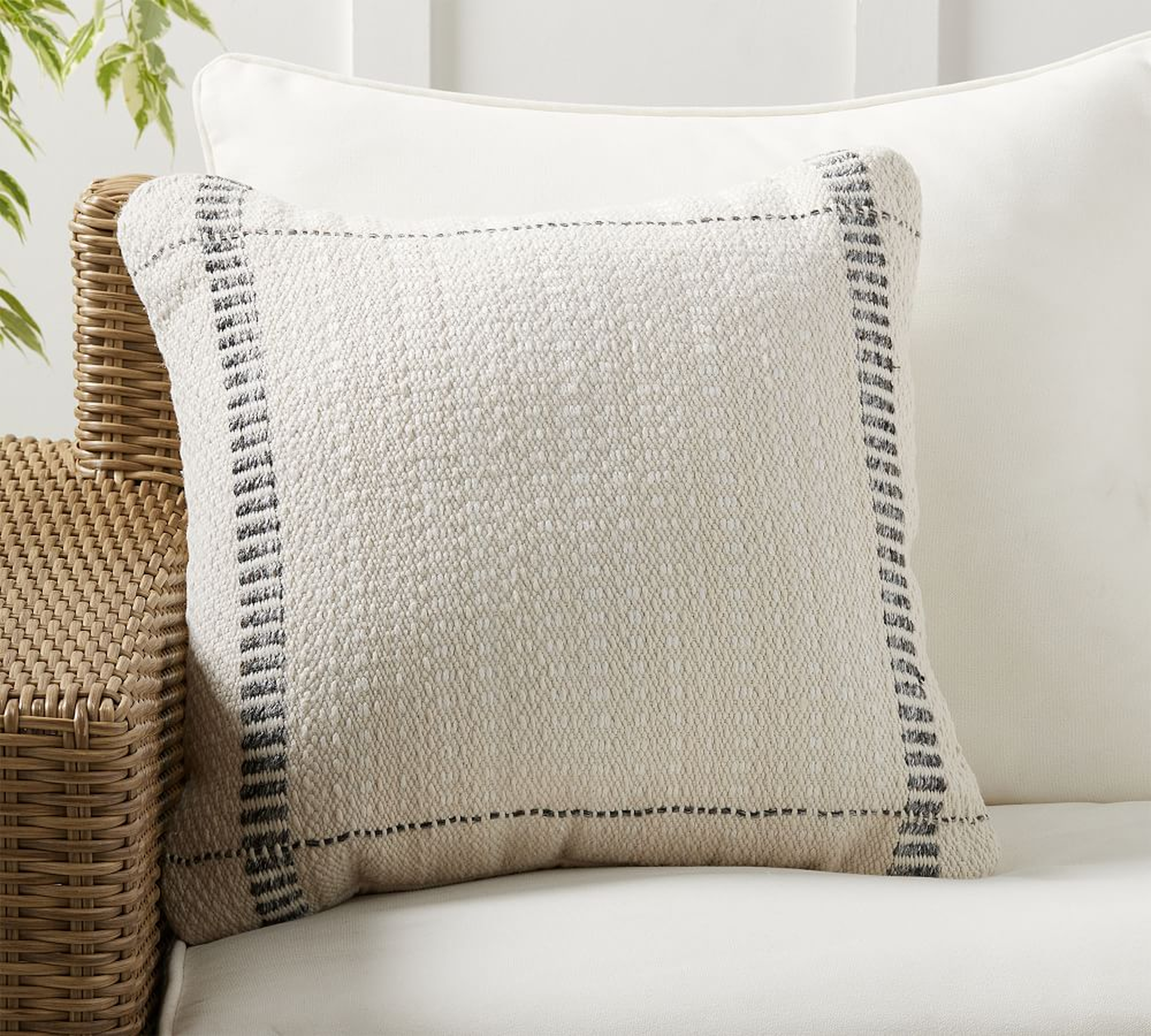 Mal Indoor/Outdoor Textured Pillow, 20" x 20", Ivory Multi - Pottery Barn