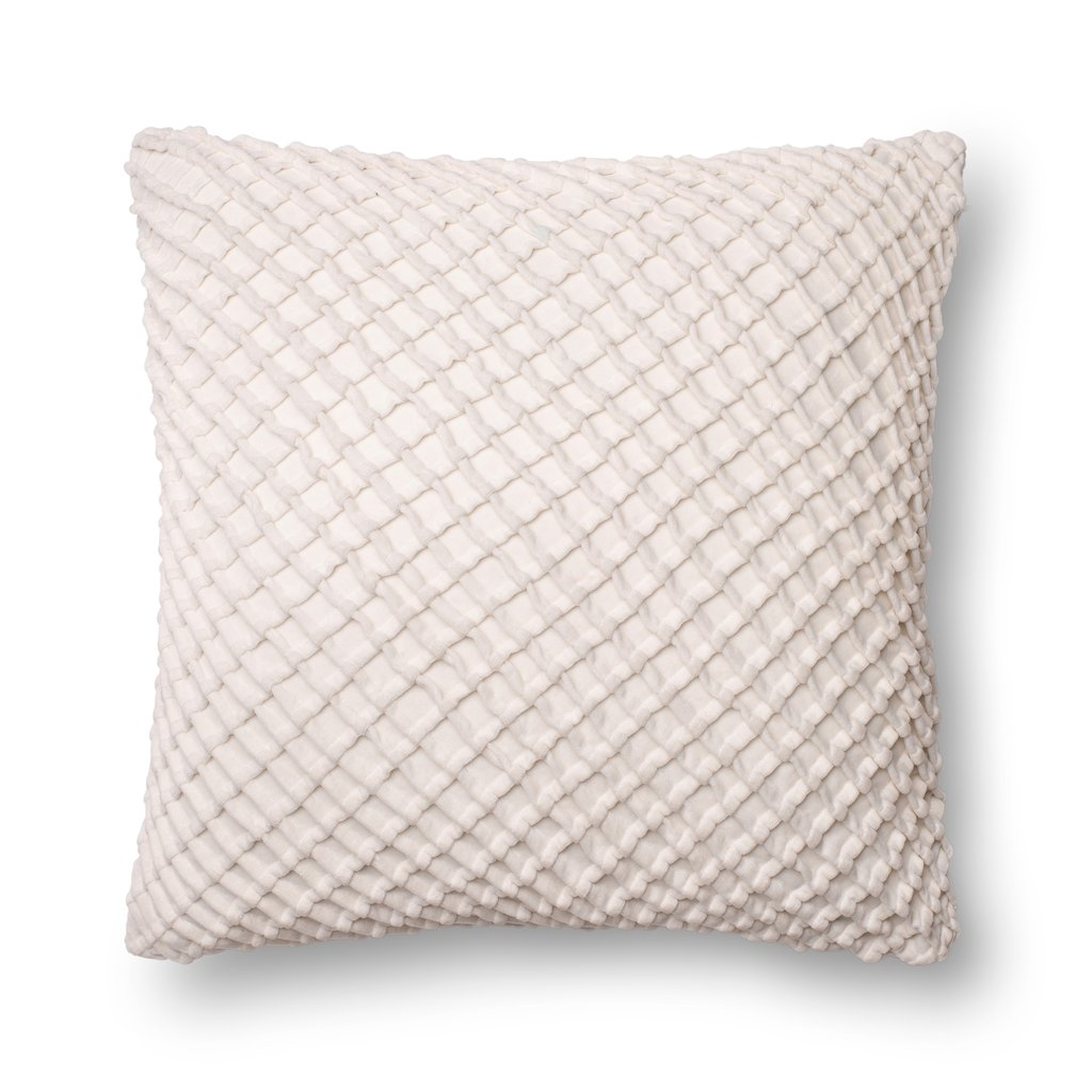 Cris-Cros Velvet Throw Pillow, 22" x 22", White - Loma Threads