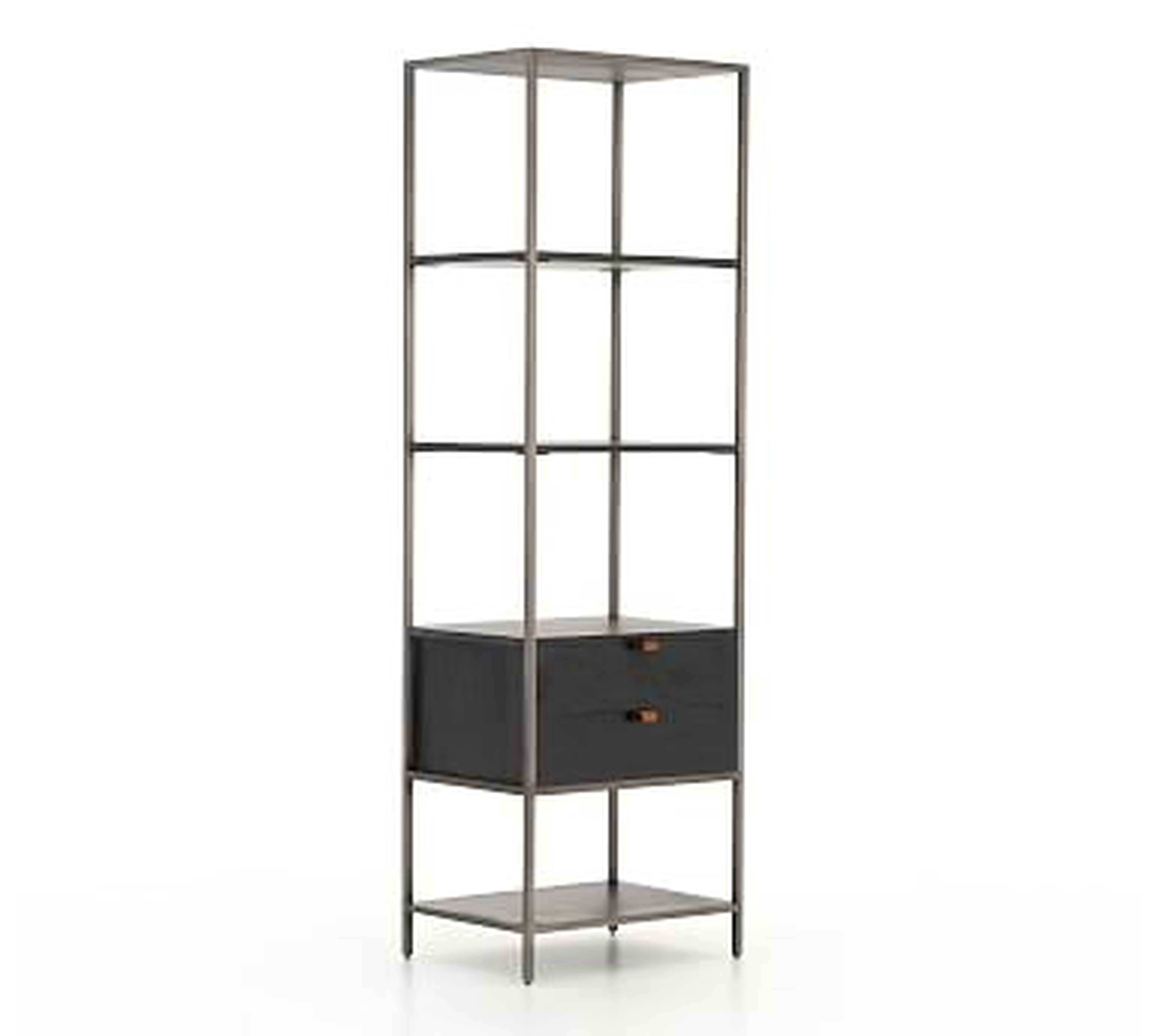 Graham Etagere Bookcase with Drawer, Black Wash, 24"L x 78.5"H - Pottery Barn