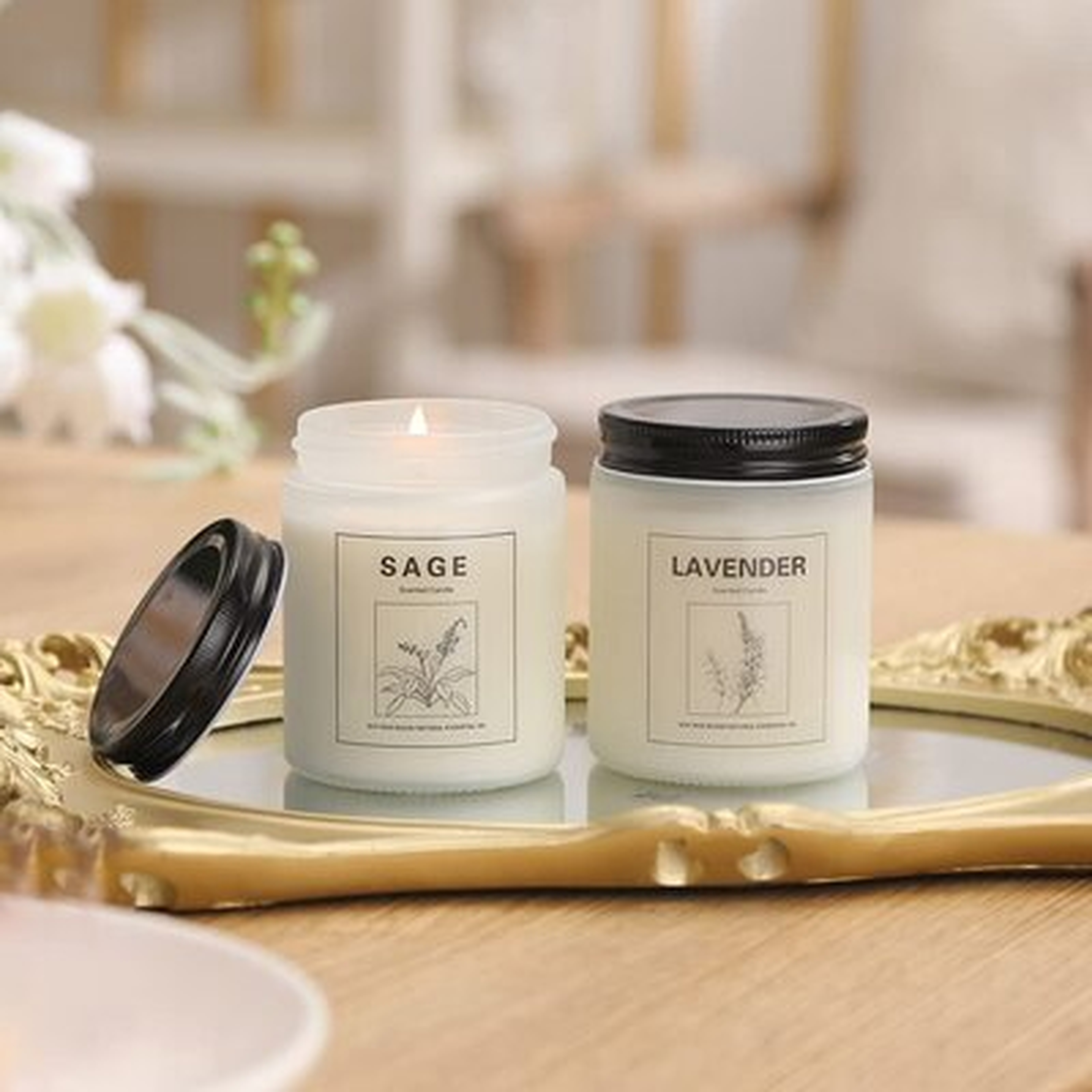 Sage Scented Candles For Home, Strongly Fragrance Sage And Lavender Aromatherapy Candles 2 Pcs - Wayfair