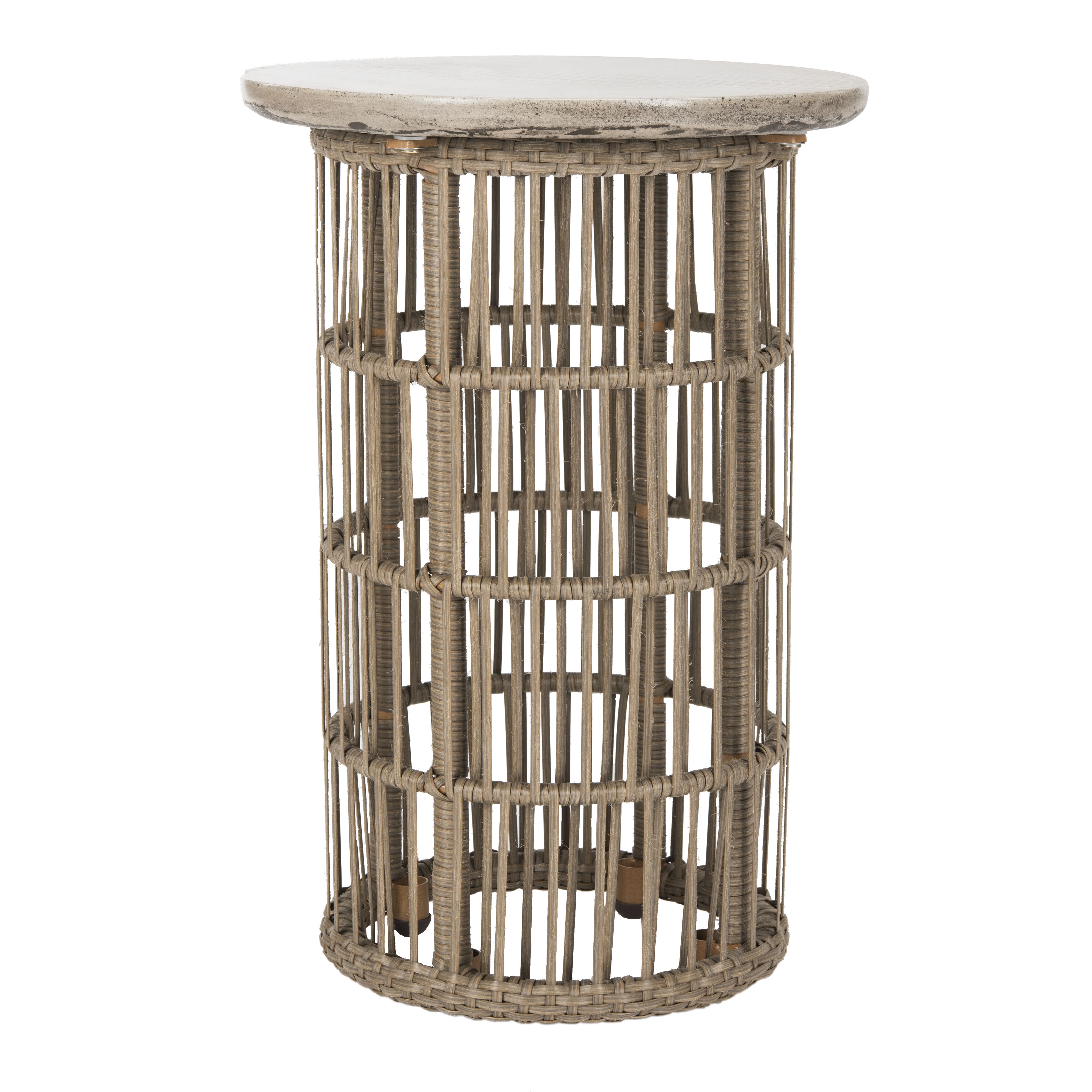 Fane Indoor/Outdoor Modern Concrete 23.23-Inch H Side Table - Dark Grey - Safavieh - Safavieh