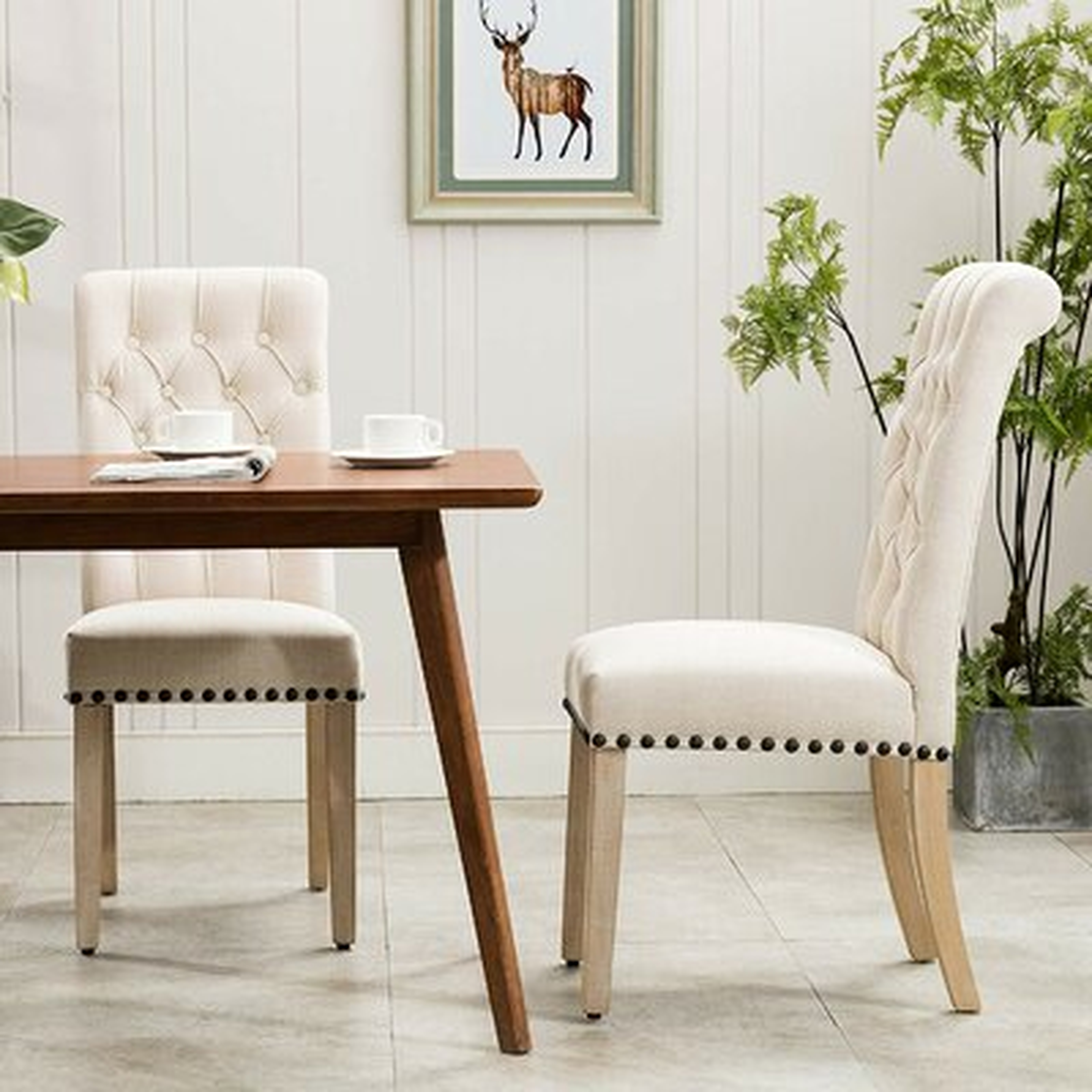 Roberto Tufted Linen Upholstered Parsons Chair (Set of 2) - Wayfair