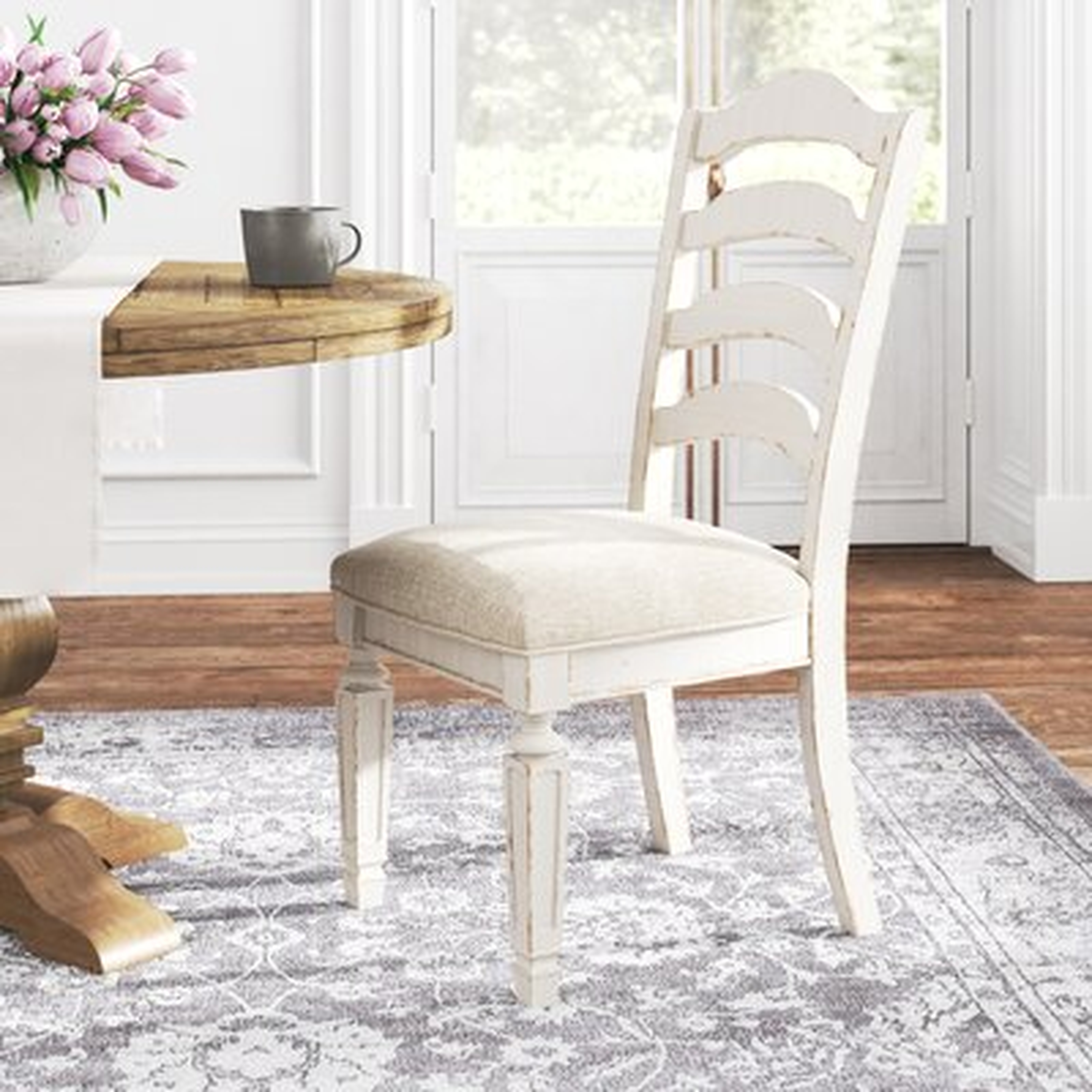 Sara Ladder Back Side Chair in Off-White (Set of 2) - Wayfair