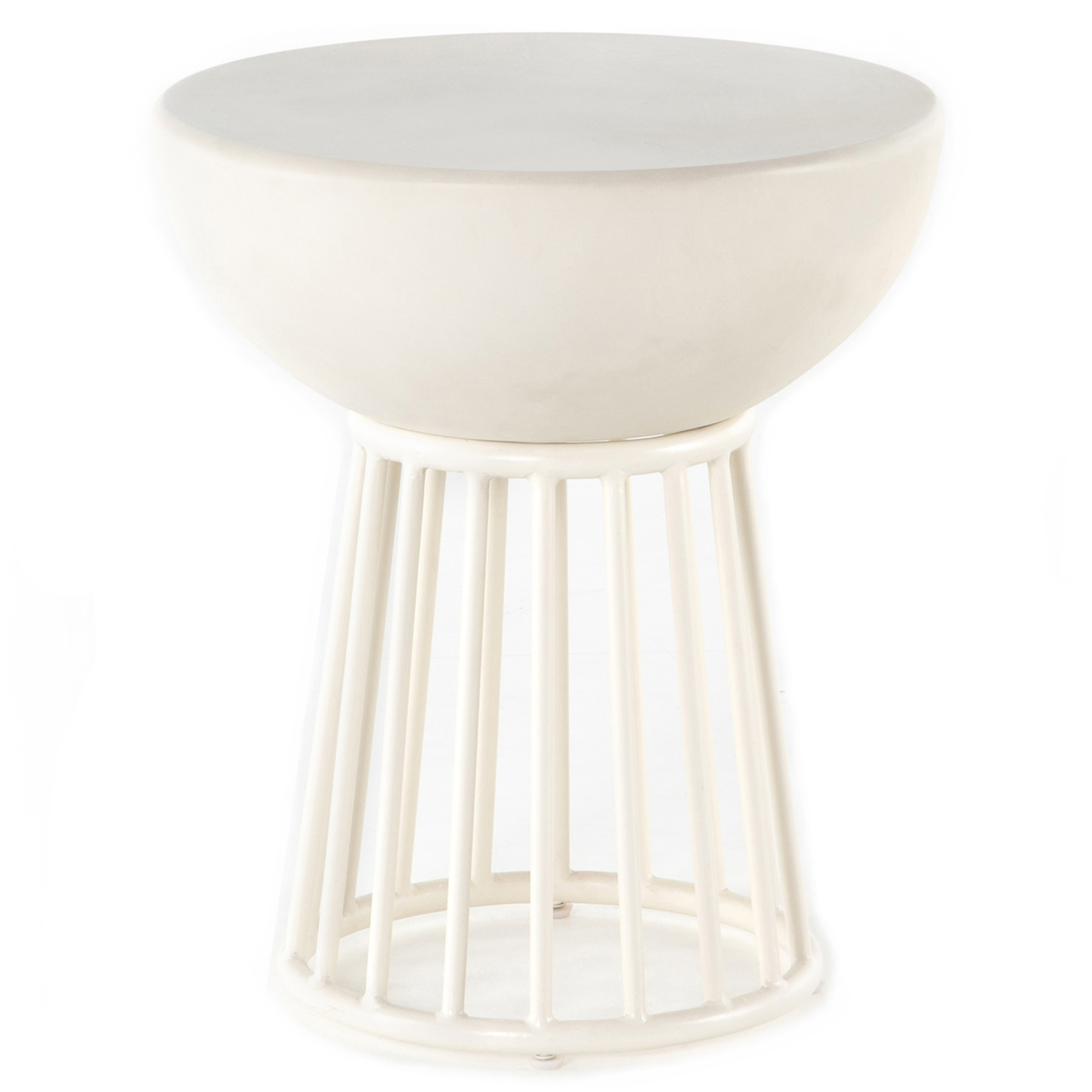 Ashley Coastal Beach White Concrete Round End Table - Kathy Kuo Home