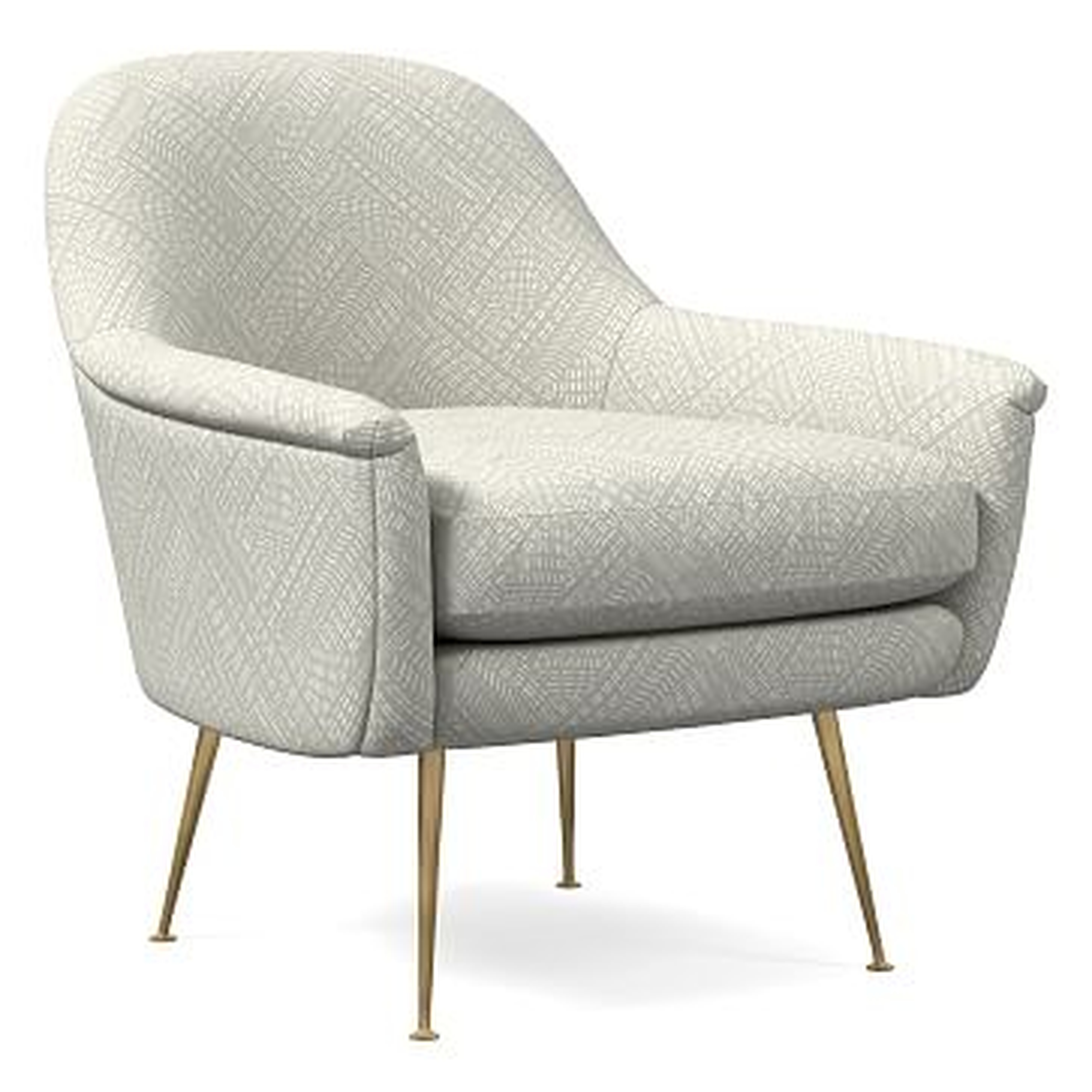 Phoebe Midcentury Chair, Line Fragments, Frost Gray, Brass - West Elm