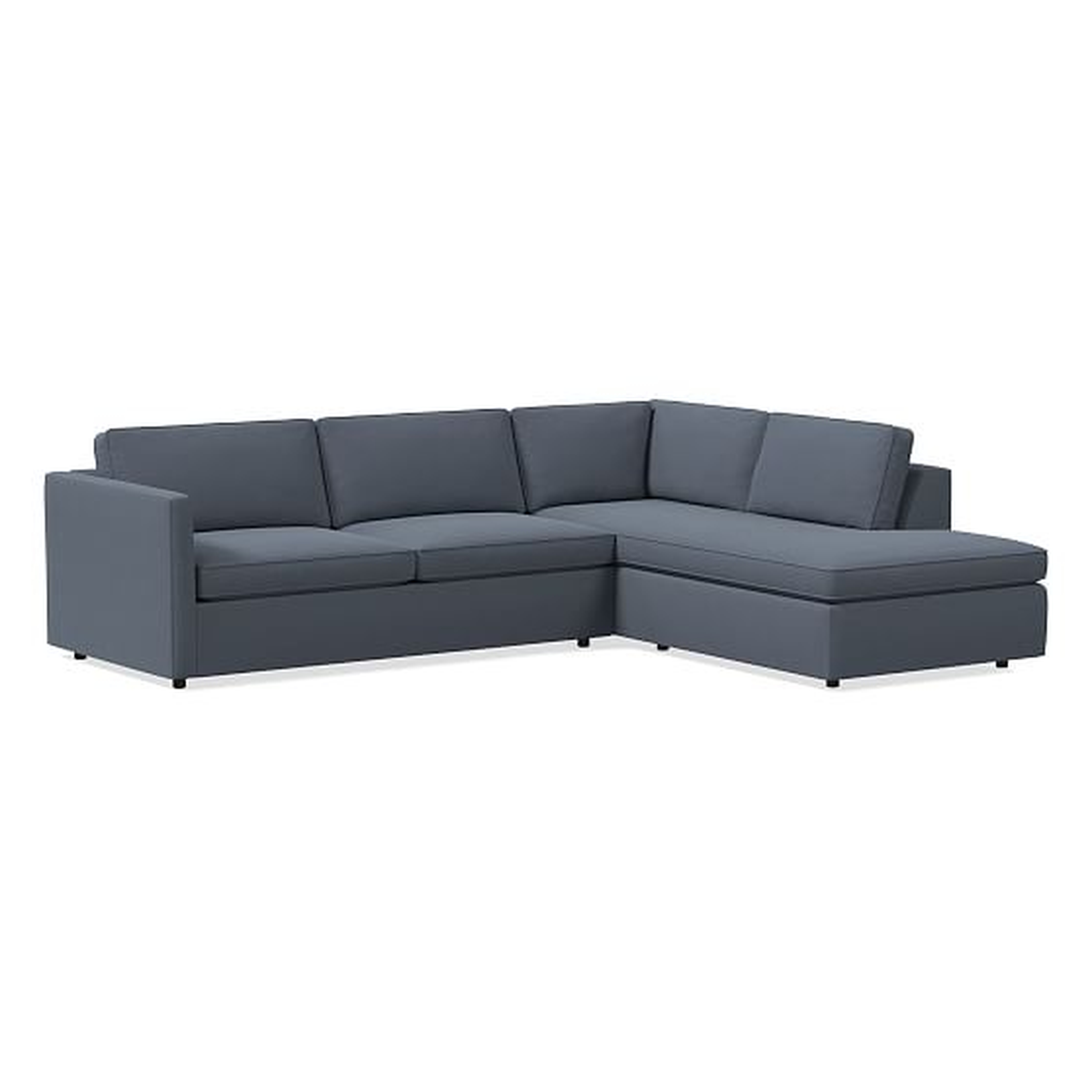 Harris Sleeper Left Arm 2-Piece Terminal Chaise Sectional, Performance Velvet, Corn Flower, Concealed Support - West Elm
