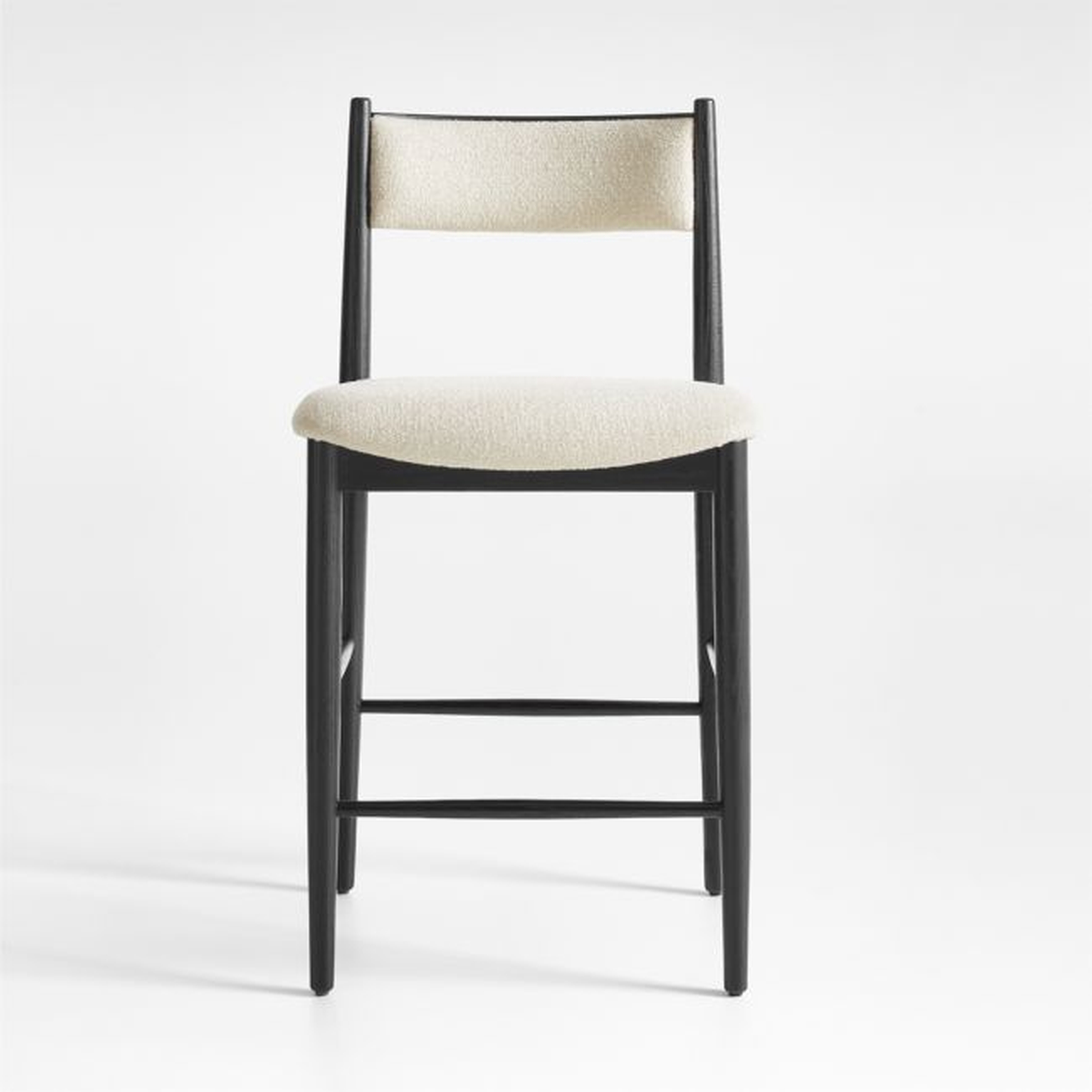 Petrie Black Ash Upholstered Counter Stool with Performance Fabric - Crate and Barrel