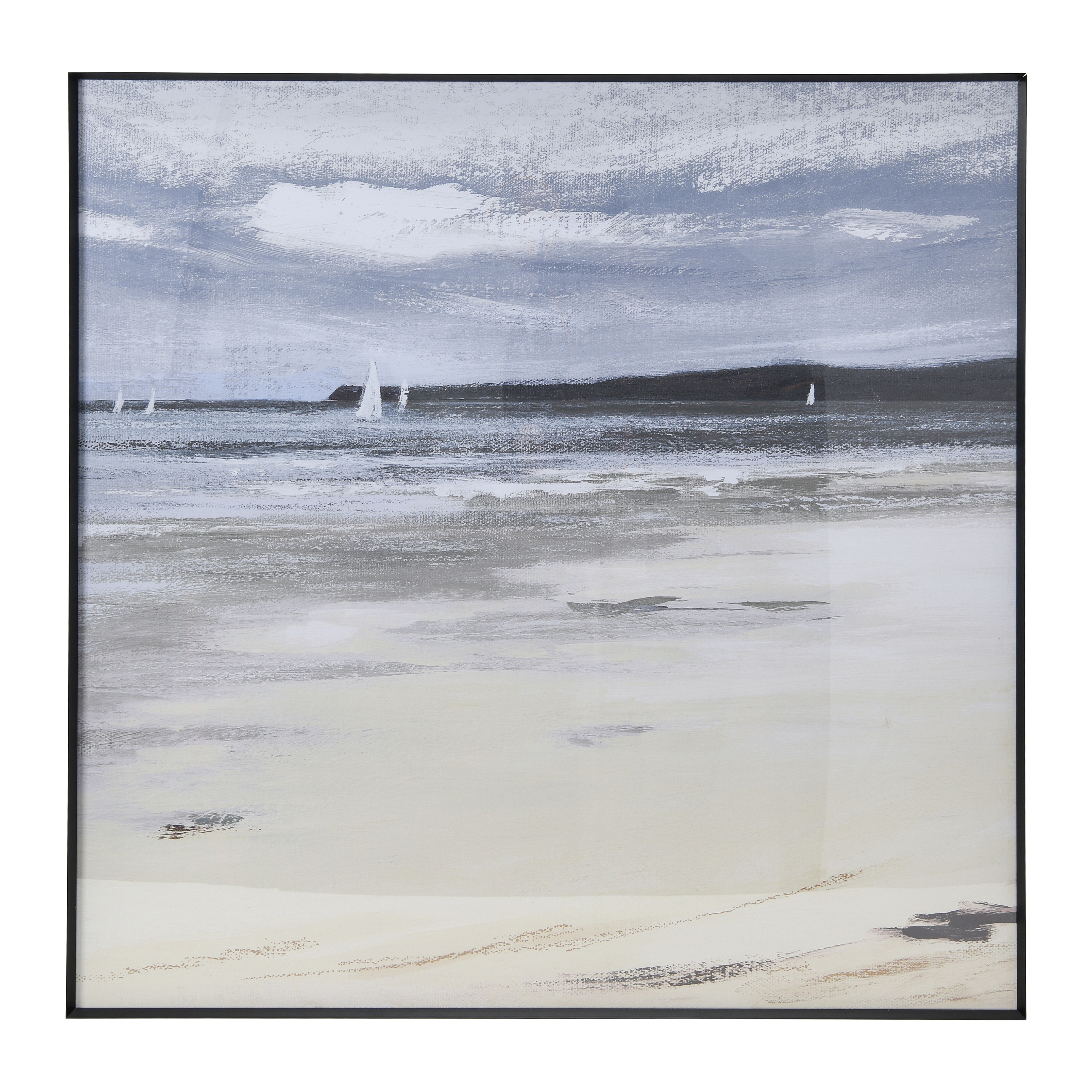 31.5" Square Coastal Landscape in Metal Frame - Creative Co-Op
