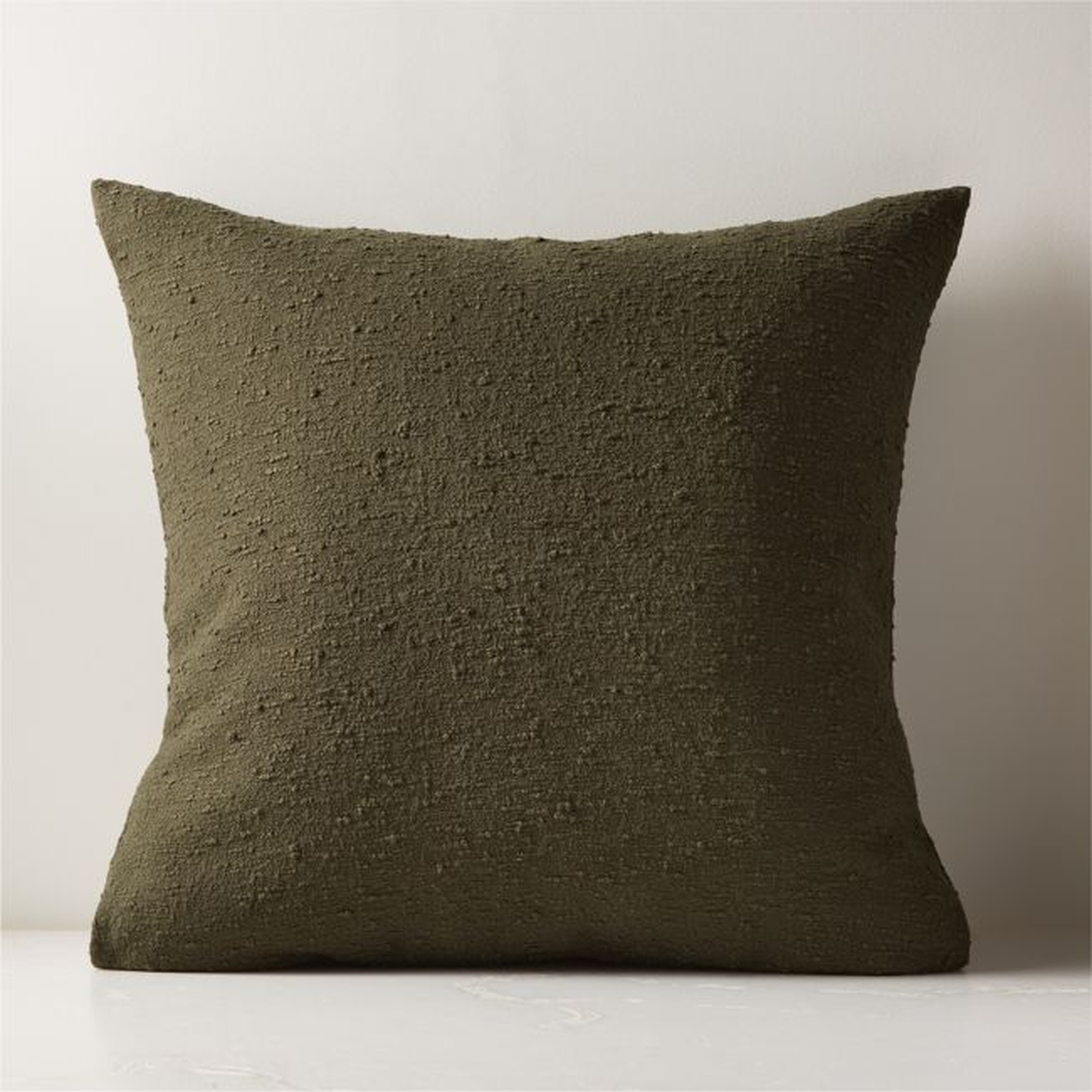 Forest Green Boucle Throw Pillow with Down-Alternative Insert 23"x23" - CB2