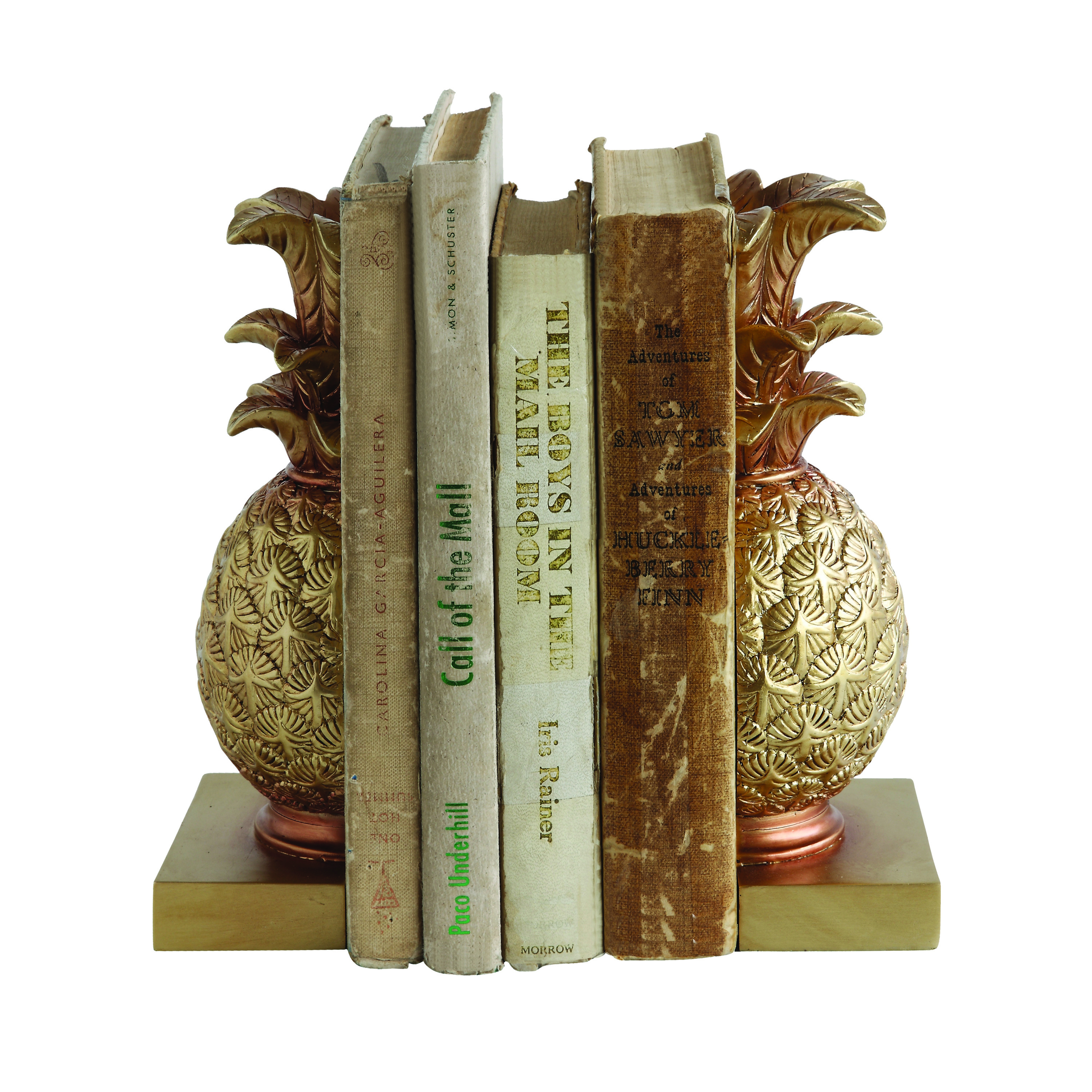 Pineapple Shaped Gold Resin Bookends (Set of 2 Pieces) - Nomad Home