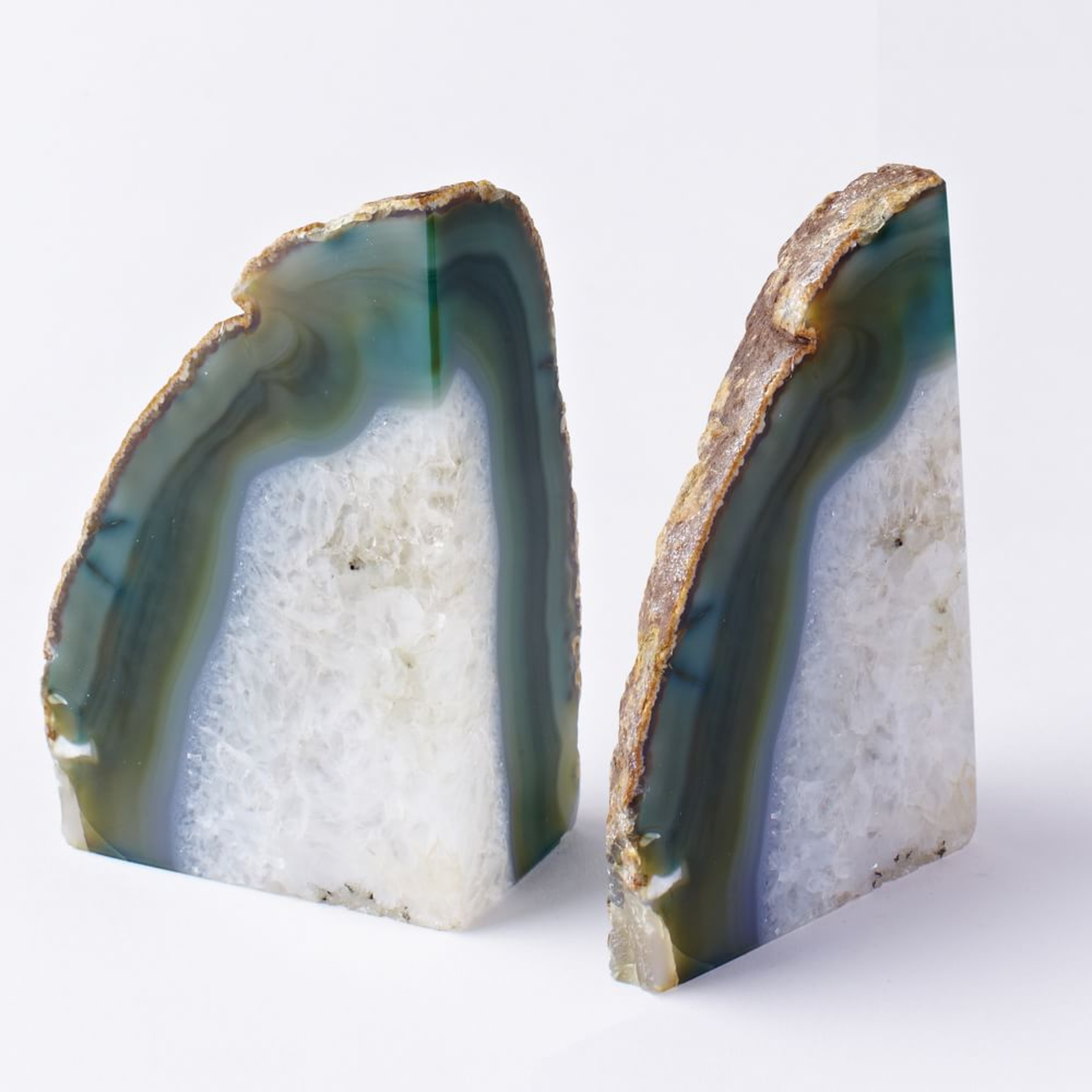 Agate Bookends, Set of 2, Green - West Elm