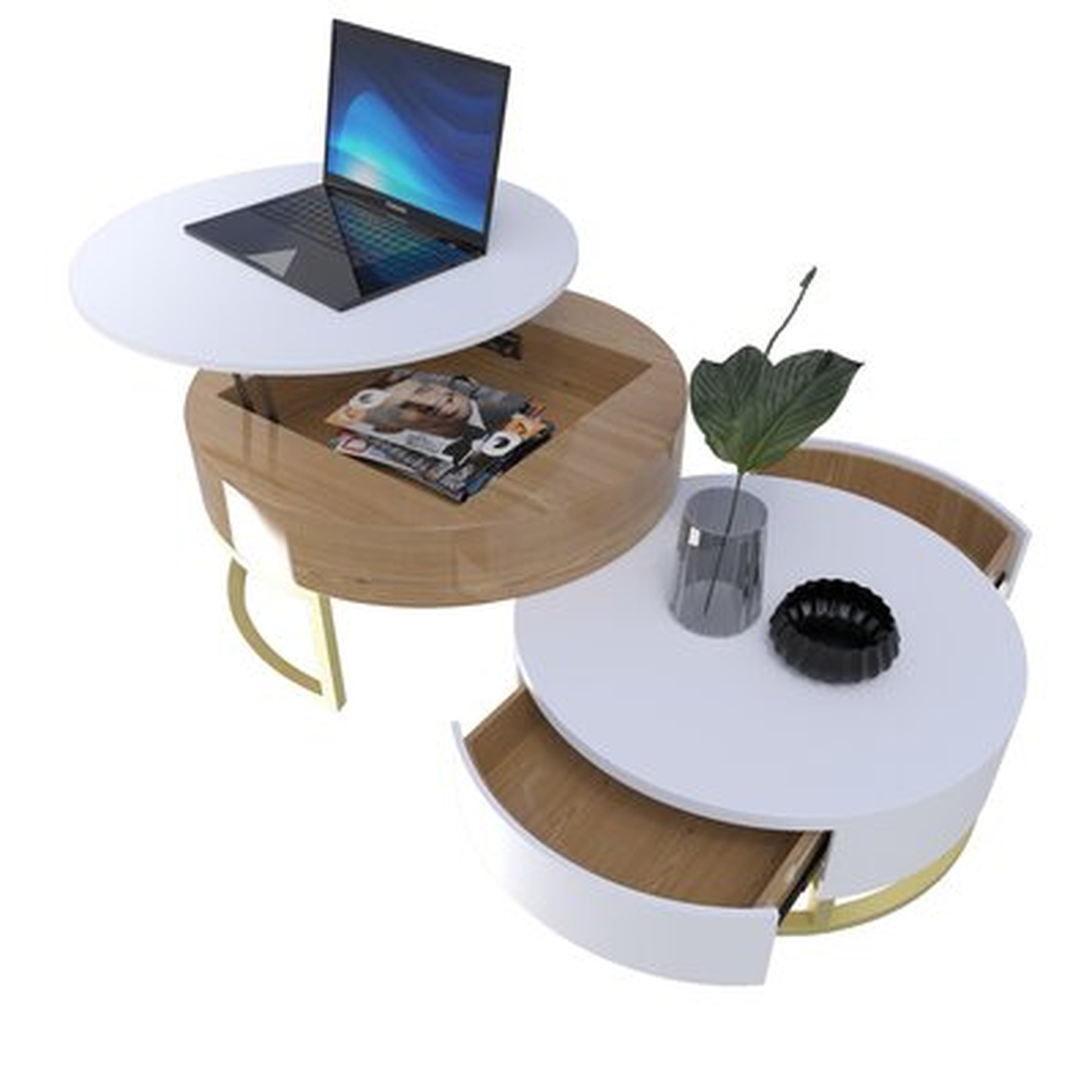 Lifting Round Combination Storage Coffee Table Set - Wayfair