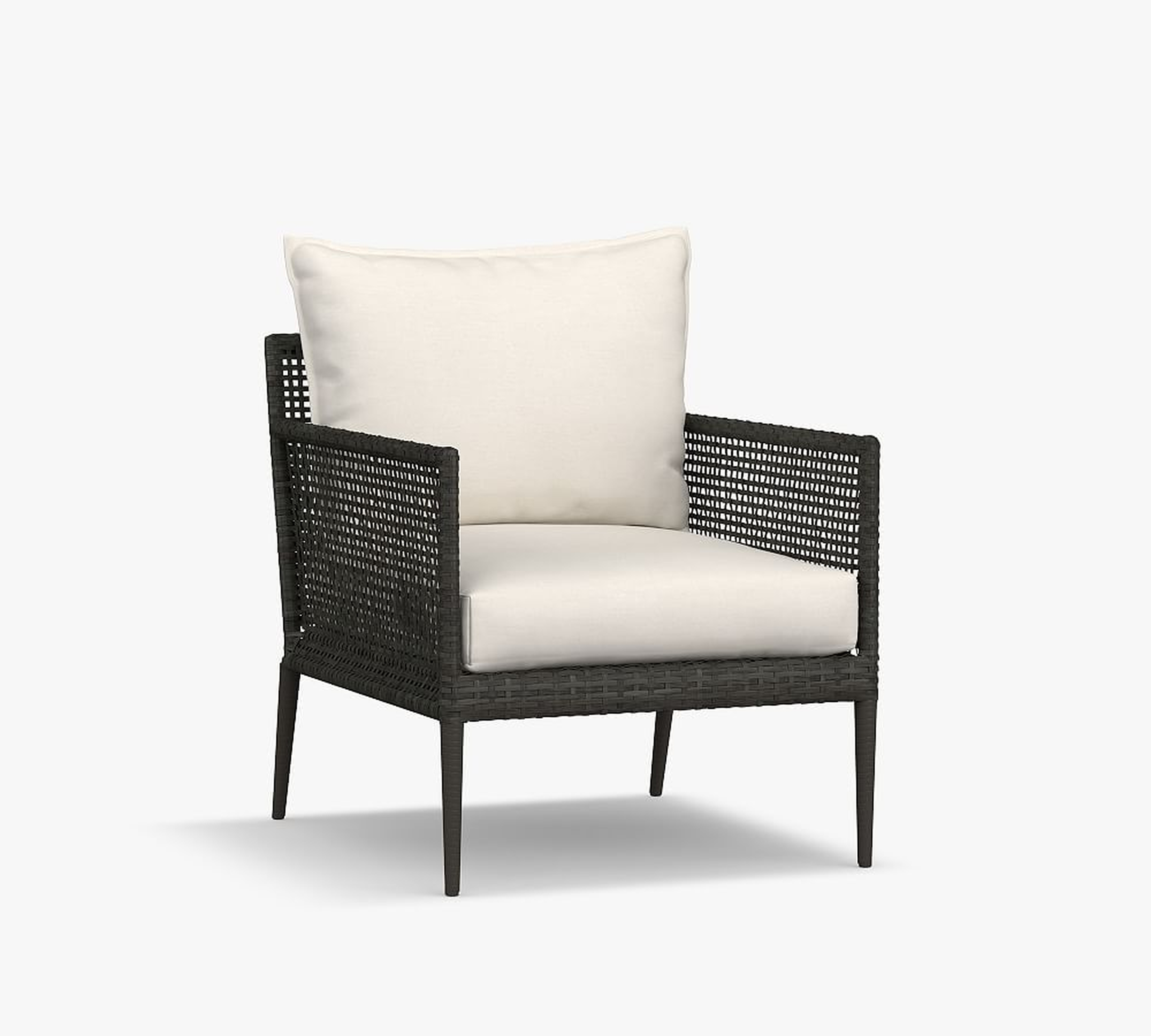 Cammeray Wicker Lounge Chair with Cushion, Black - Pottery Barn
