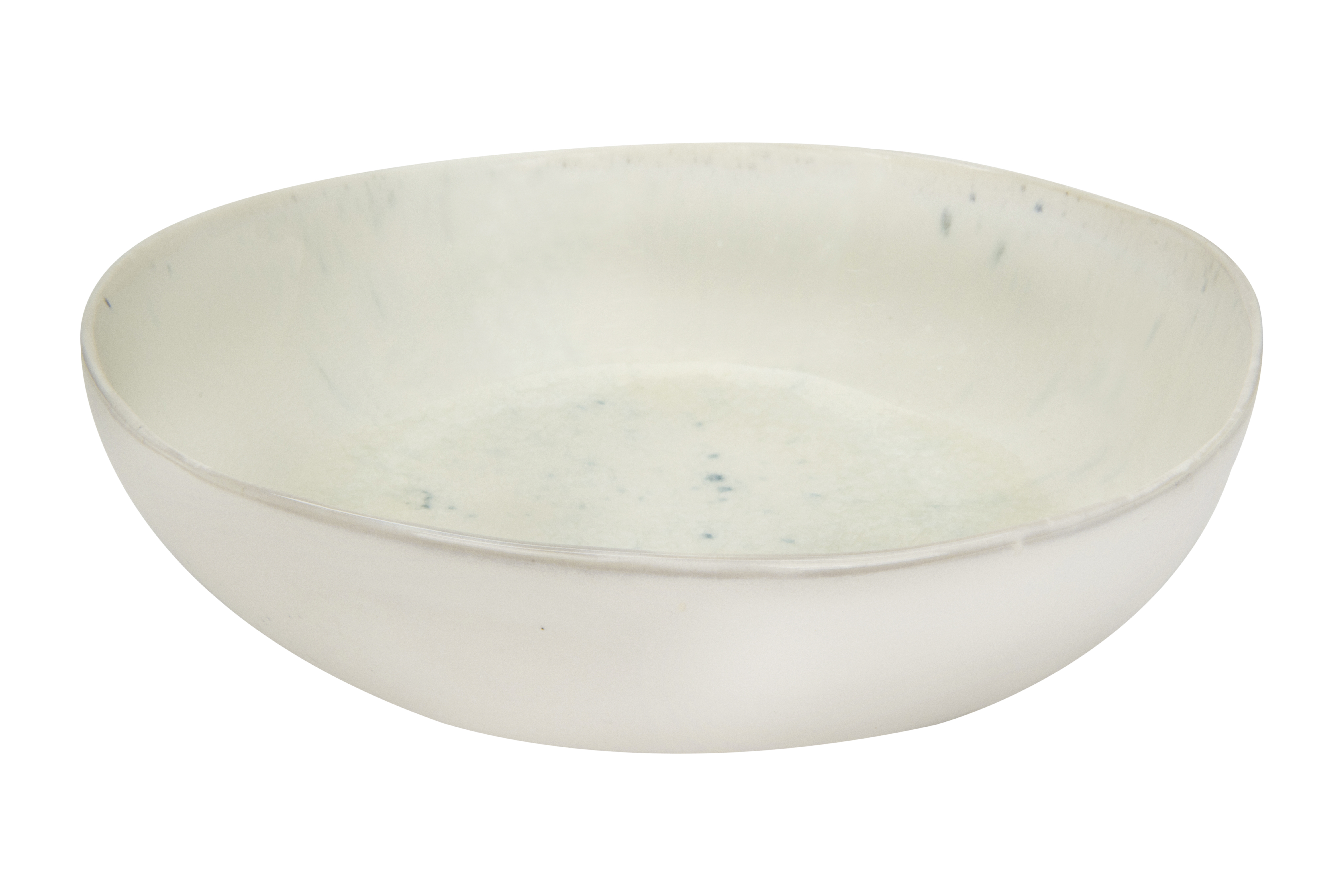 White Stoneware Serving Bowl with Reactive Glaze Finish - Nomad Home
